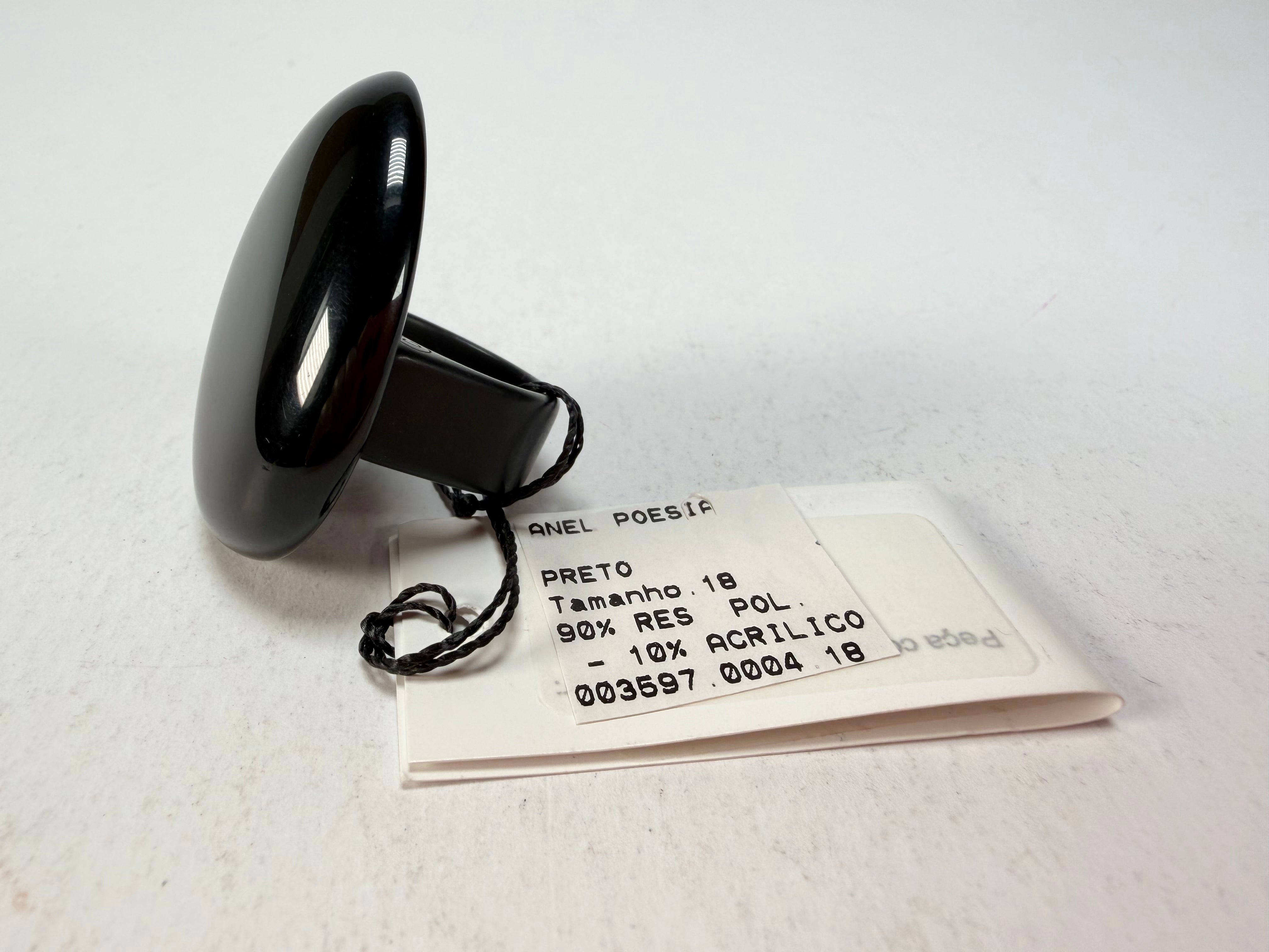 Sobral - Preto "Poesia" Black Resin Ring ( 003597 ) - Size UK R / US 8