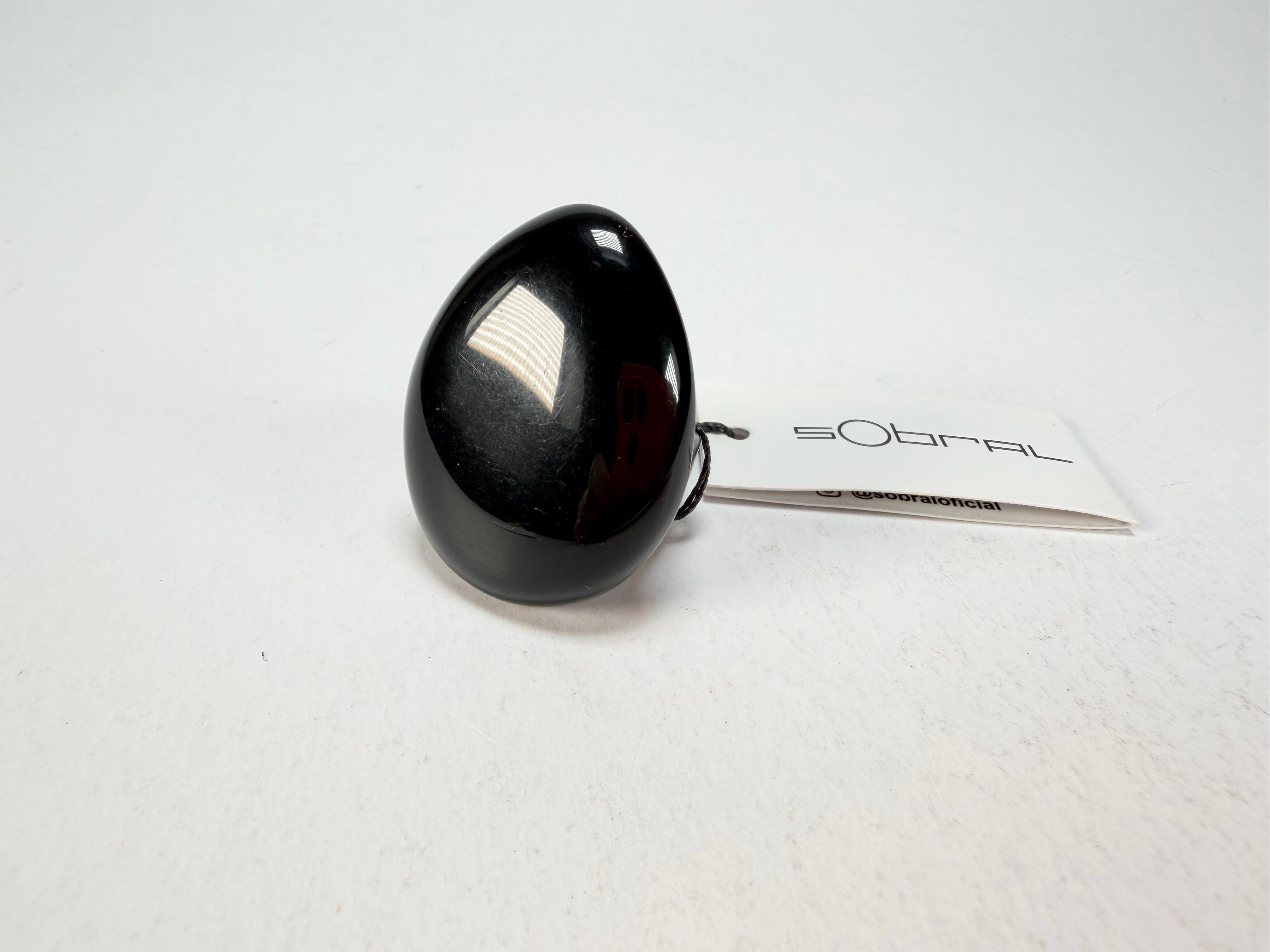 Sobral - Preto "Poesia" Black Resin Ring ( 003597 ) - Size UK V / US 10