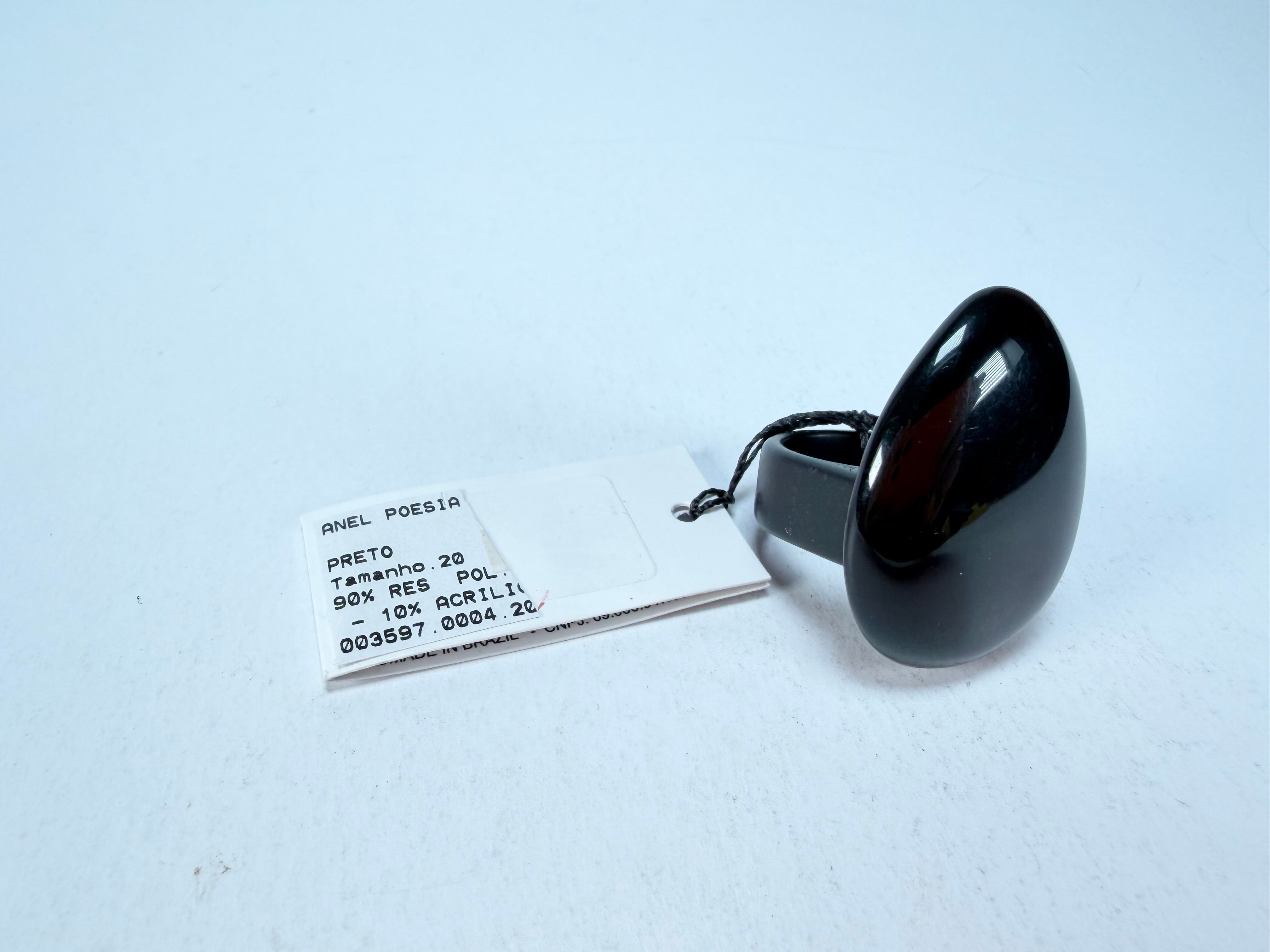 Sobral - Preto "Poesia" Black Resin Ring ( 003597 ) - Size UK V / US 10