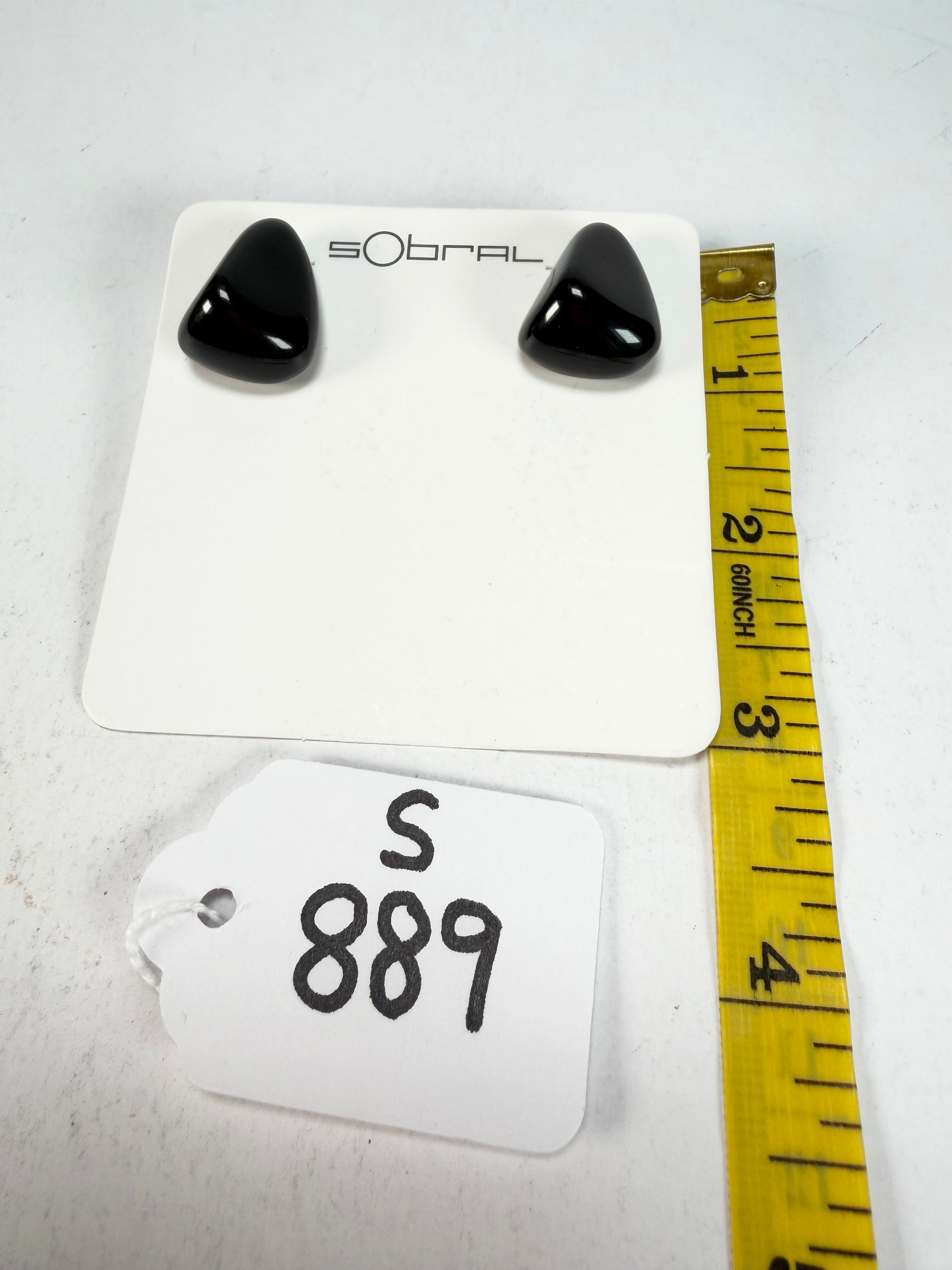 Sobral - Preto "Pequeno Diamante" Black Resin Earrings ( 003600 )