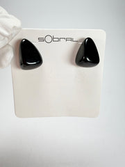 Sobral - Preto "Pequeno Diamante" Black Resin Earrings ( 003600 )