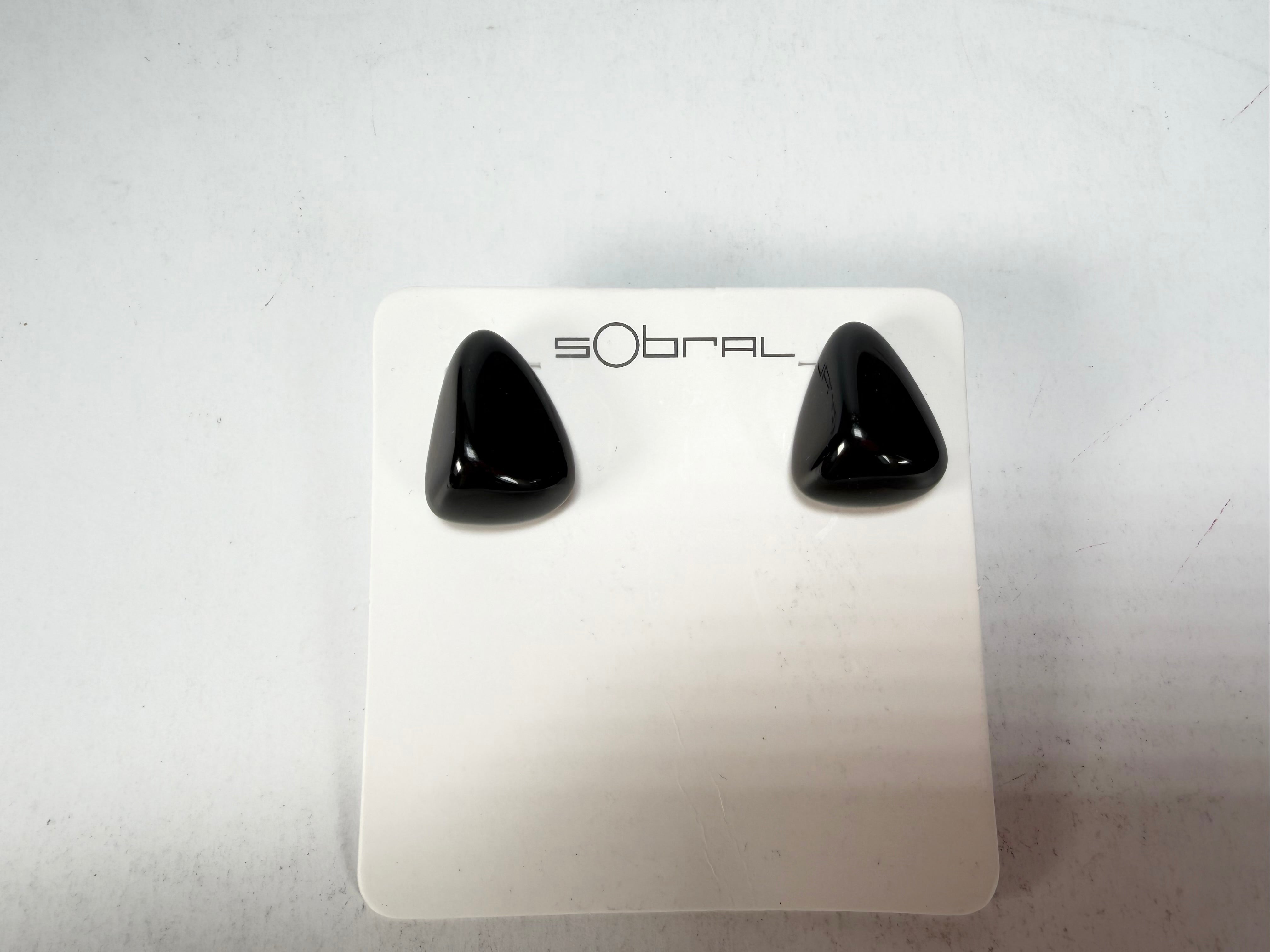 Sobral - Preto "Pequeno Diamante" Black Resin Earrings ( 003600 )