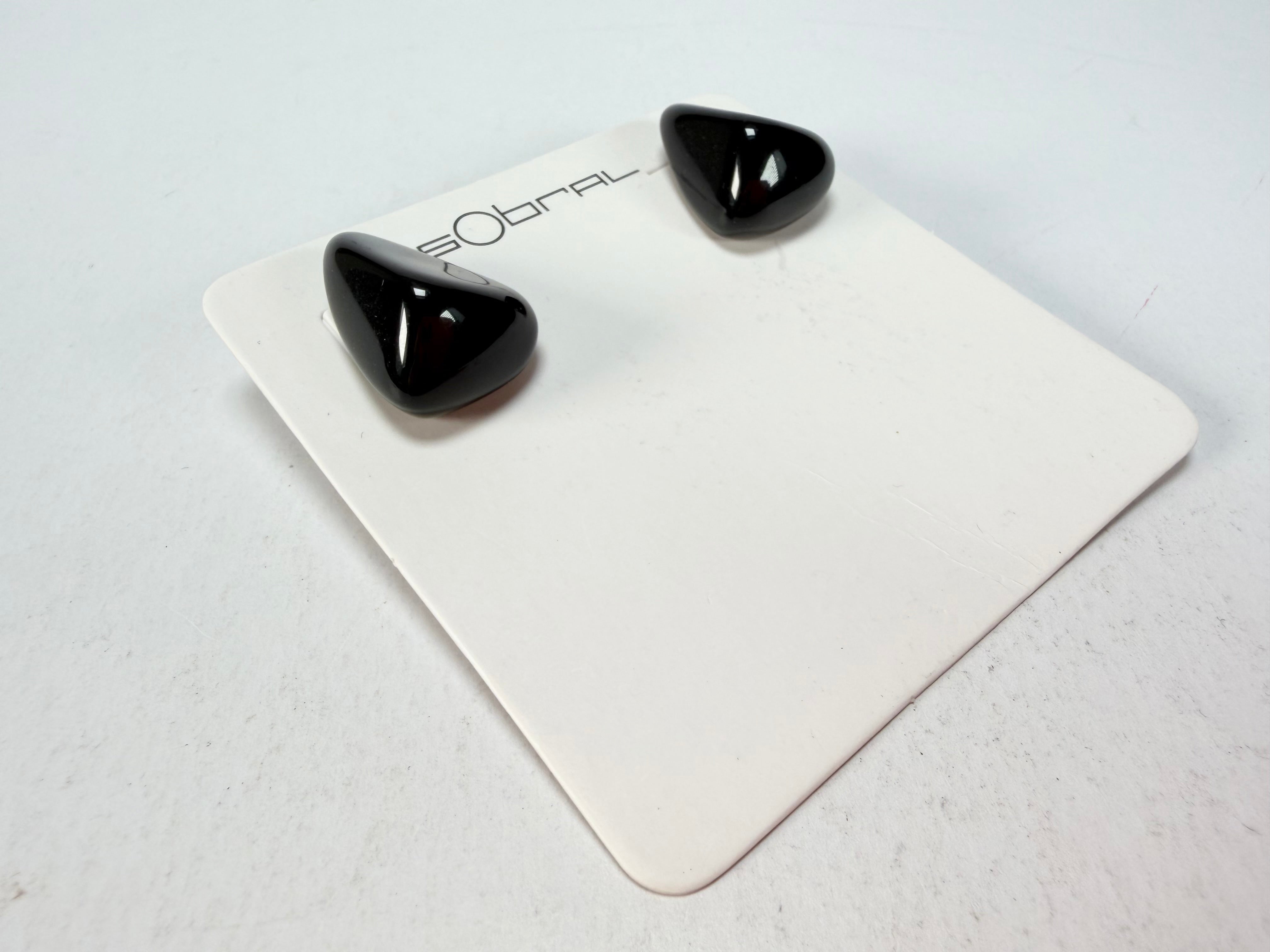 Sobral - Preto "Pequeno Diamante" Black Resin Earrings ( 003600 )