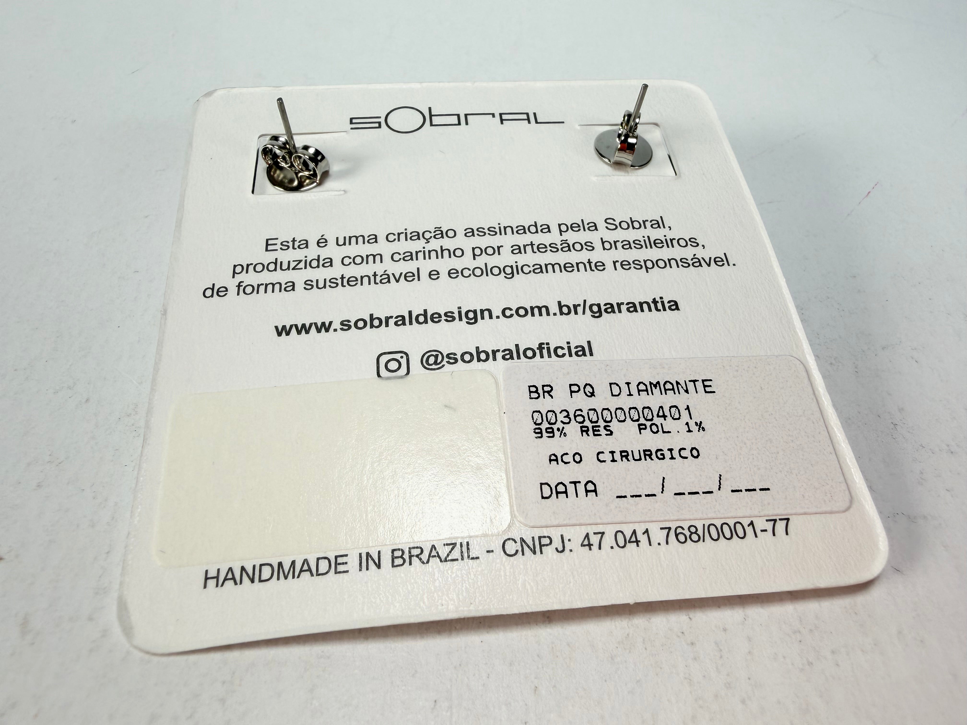 Sobral - Preto "Pequeno Diamante" Black Resin Earrings ( 003600 )