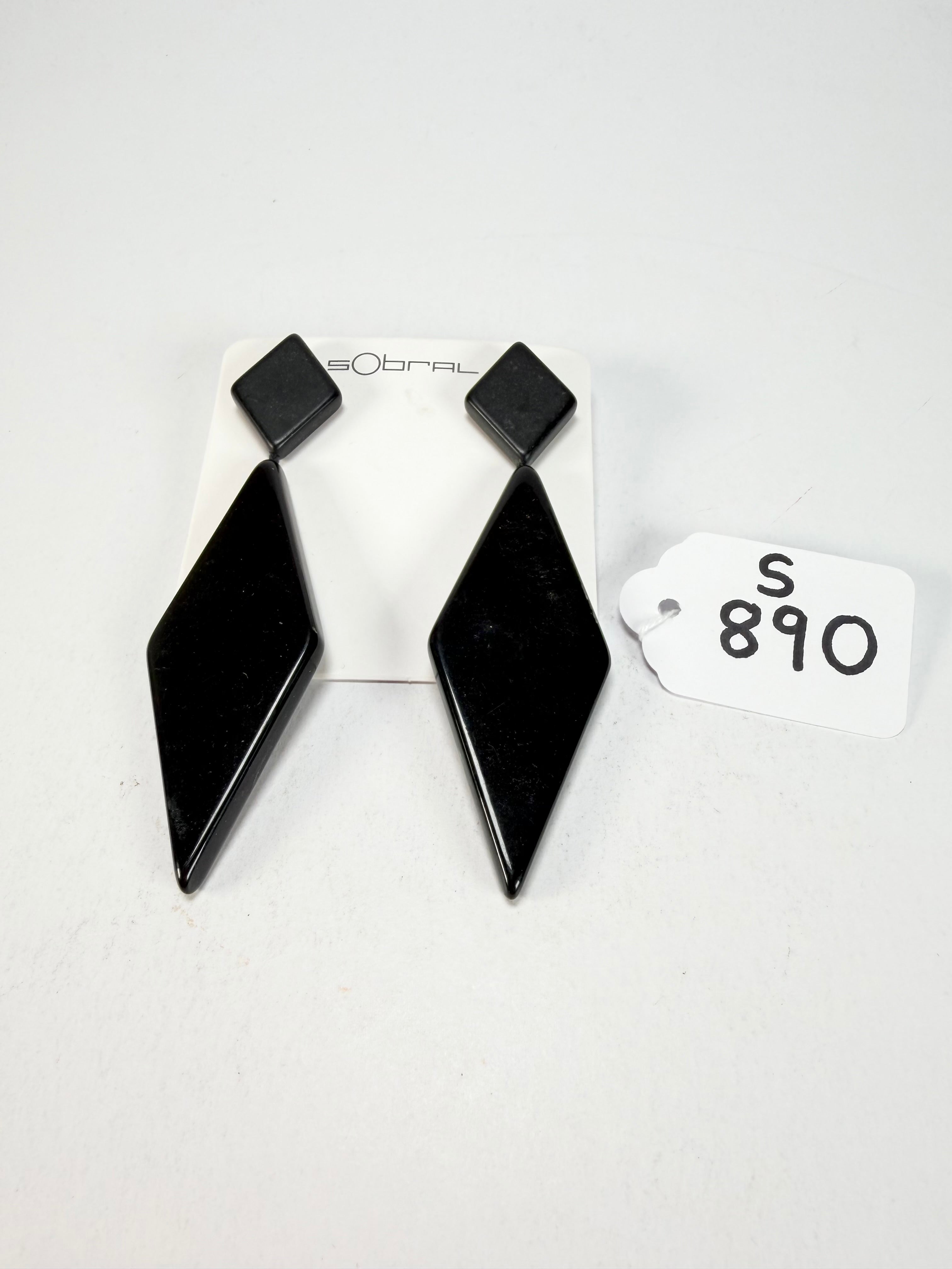 Sobral - Preto "Nial" Black Gloss Resin Earrings ( 004203 )