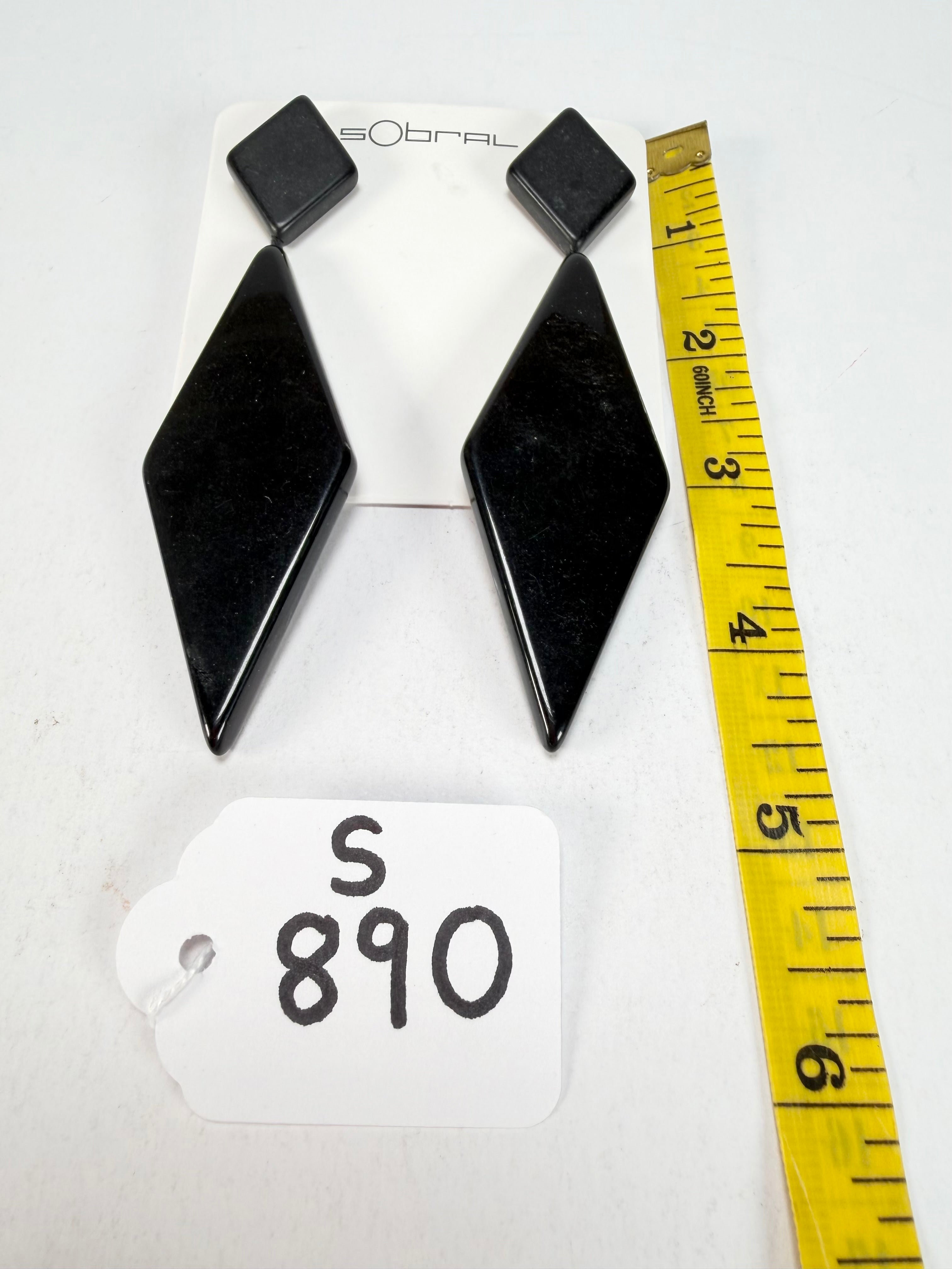 Sobral - Preto "Nial" Black Gloss Resin Earrings ( 004203 )