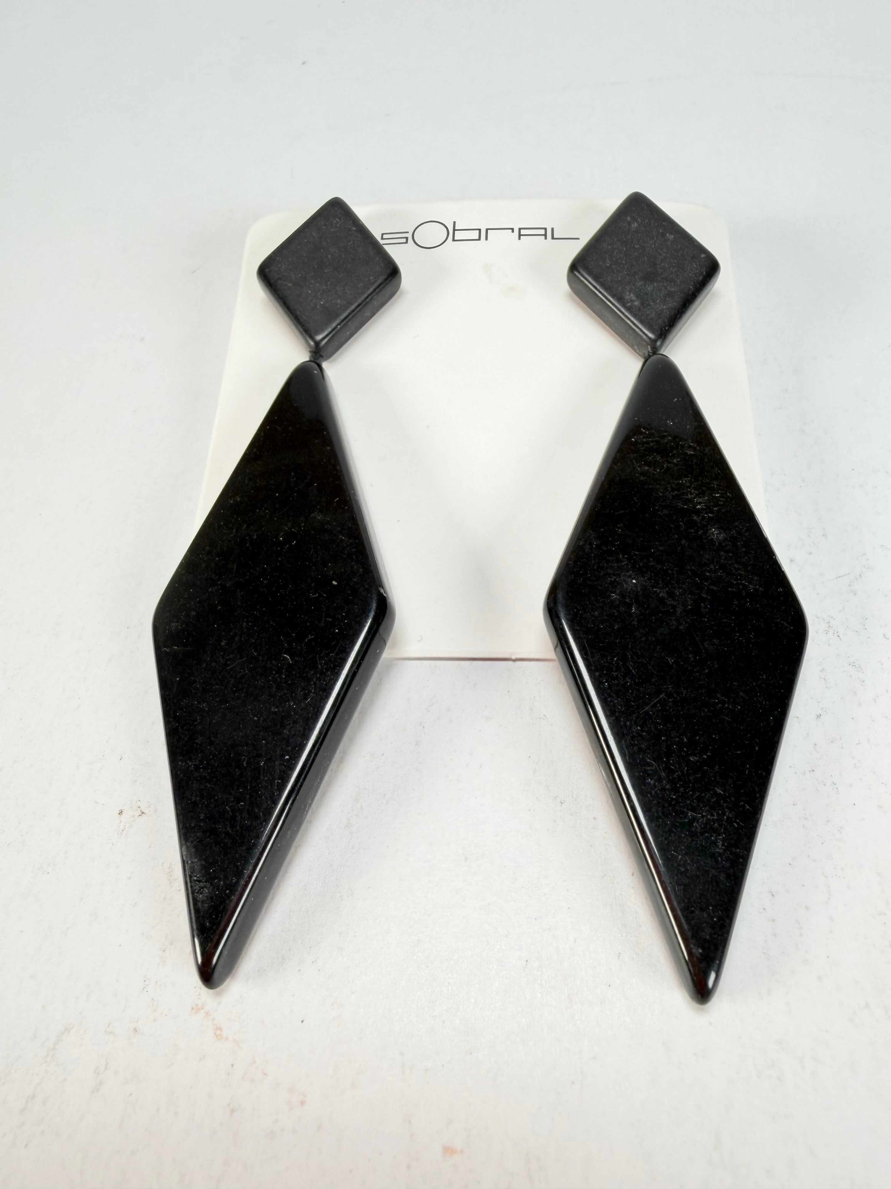 Sobral - Preto "Nial" Black Gloss Resin Earrings ( 004203 )