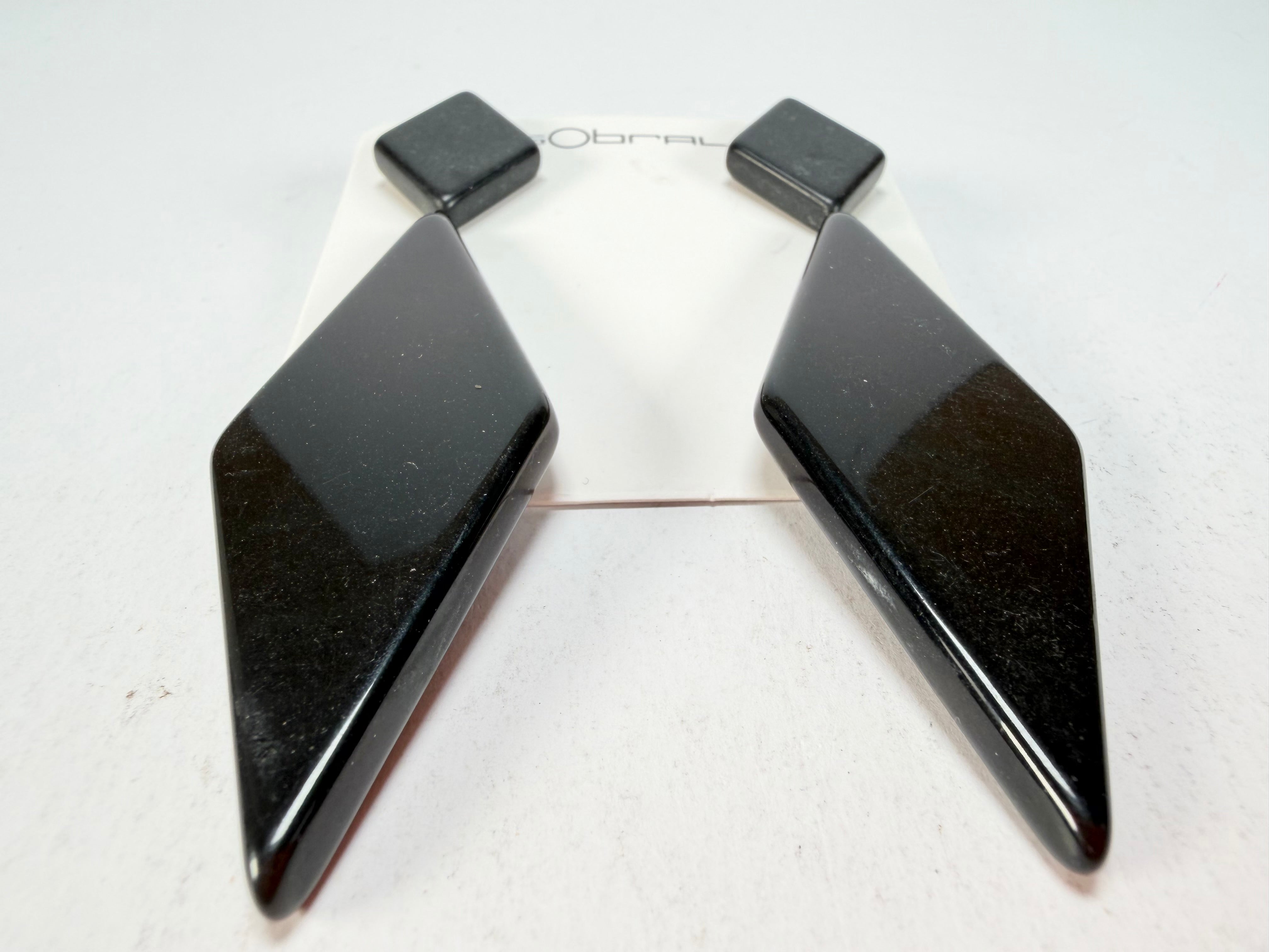 Sobral - Preto "Nial" Black Gloss Resin Earrings ( 004203 )
