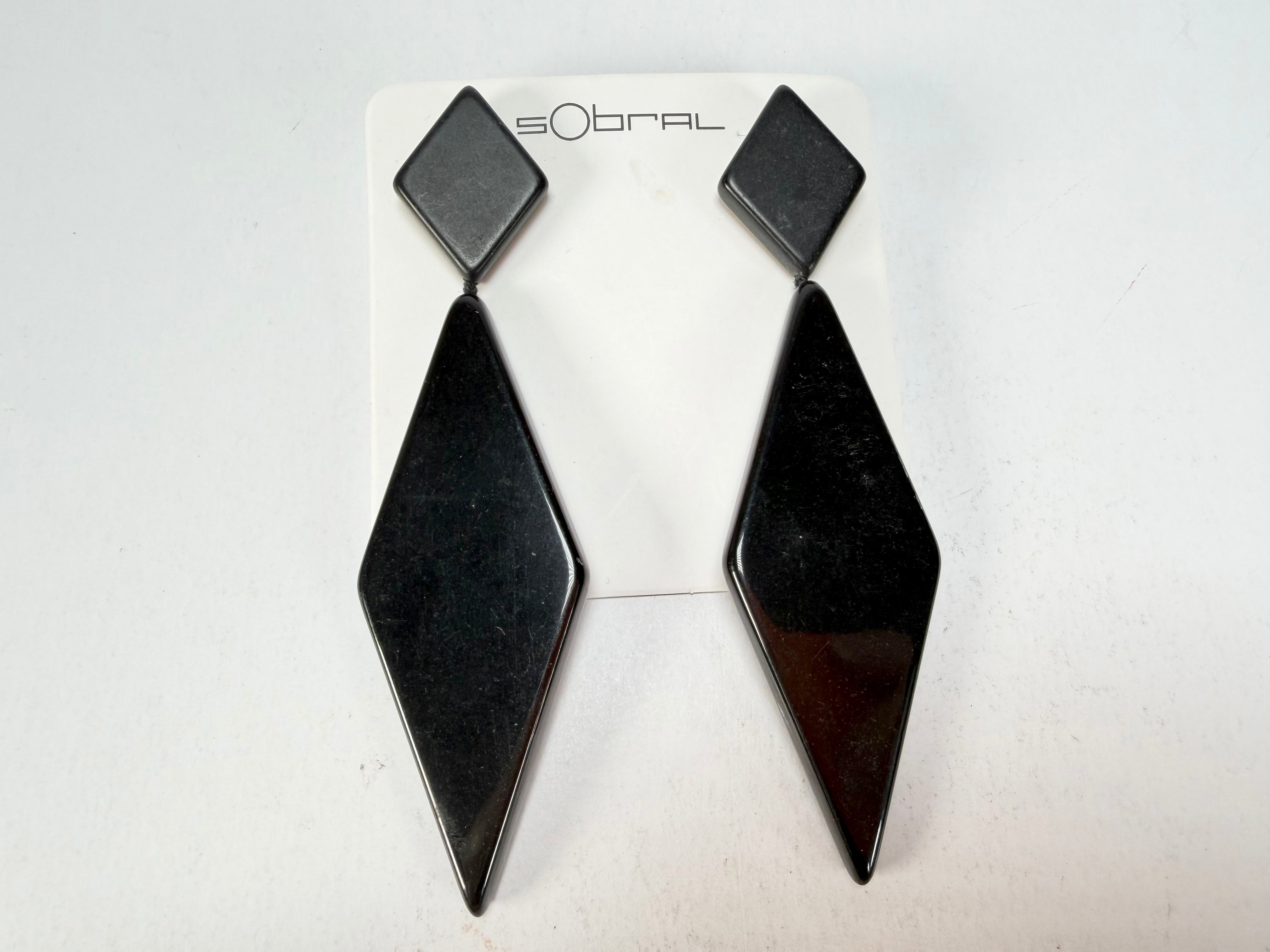 Sobral - Preto "Nial" Black Gloss Resin Earrings ( 004203 )