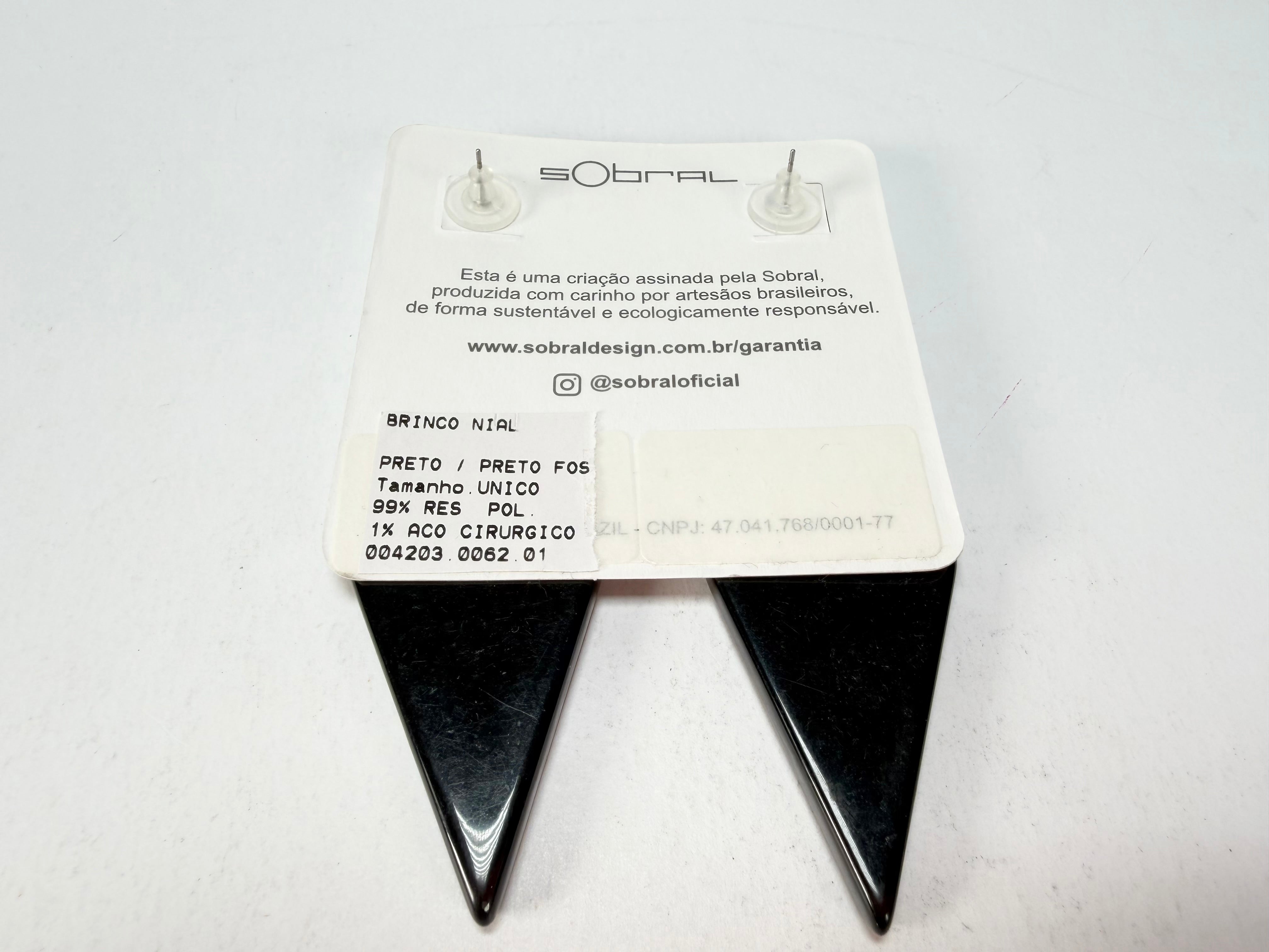 Sobral - Preto "Nial" Black Gloss Resin Earrings ( 004203 )