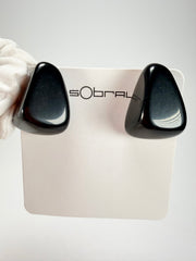 Sobral - Preto "Diamond" Black Resin Clip On Earrings ( 000064 )