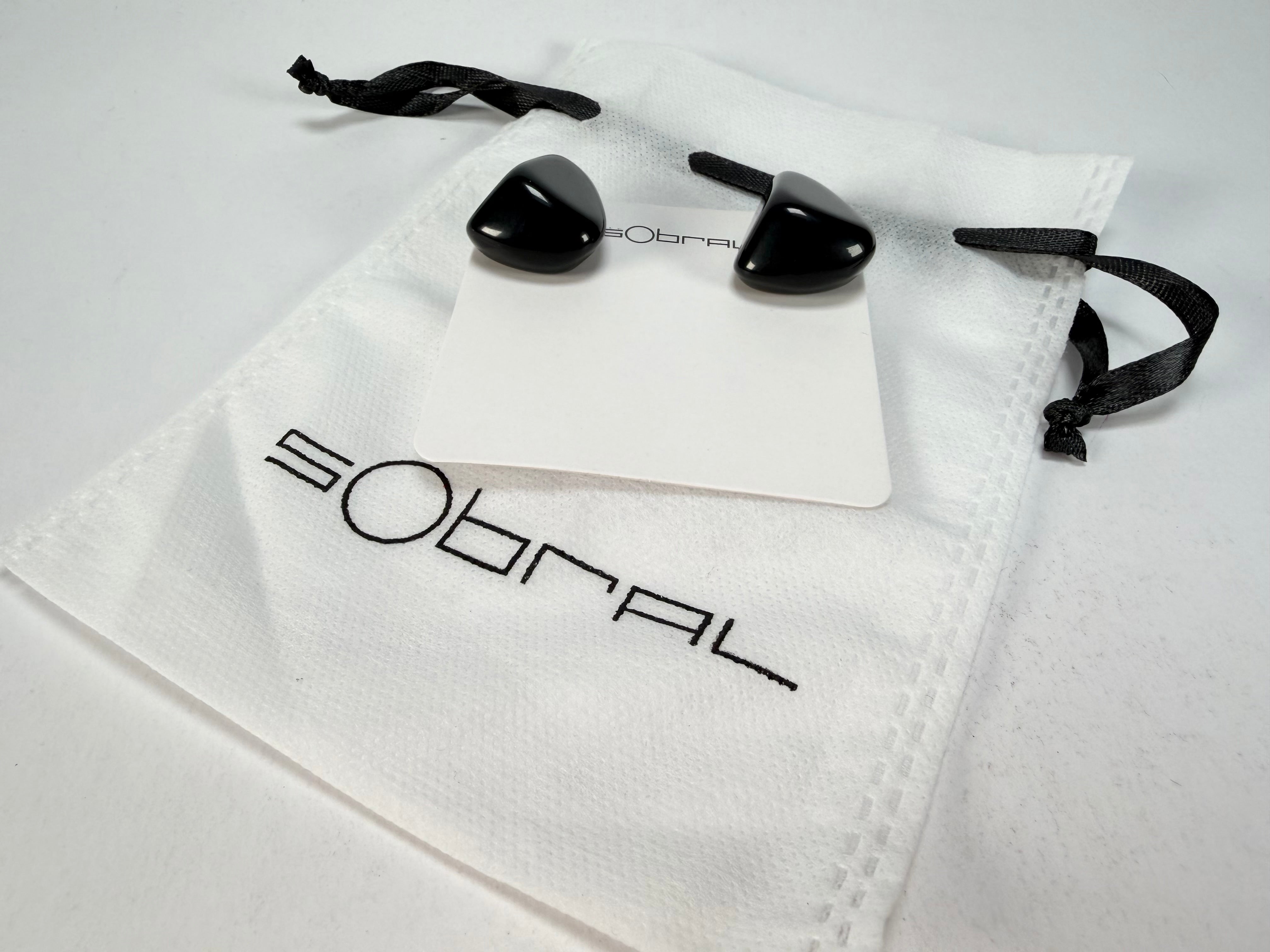 Sobral - Preto "Diamond" Black Resin Clip On Earrings ( 000064 )