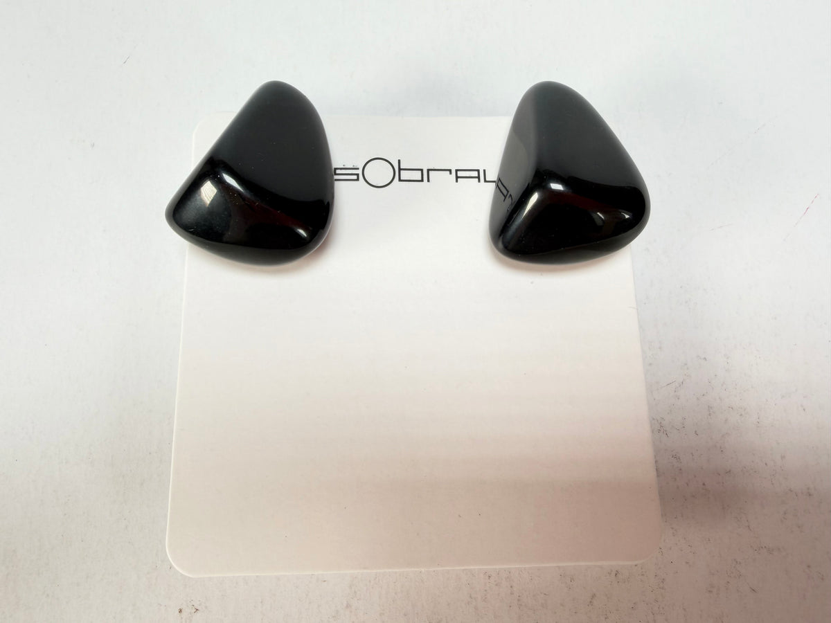Sobral - Preto "Diamond" Black Resin Clip On Earrings ( 000064 )