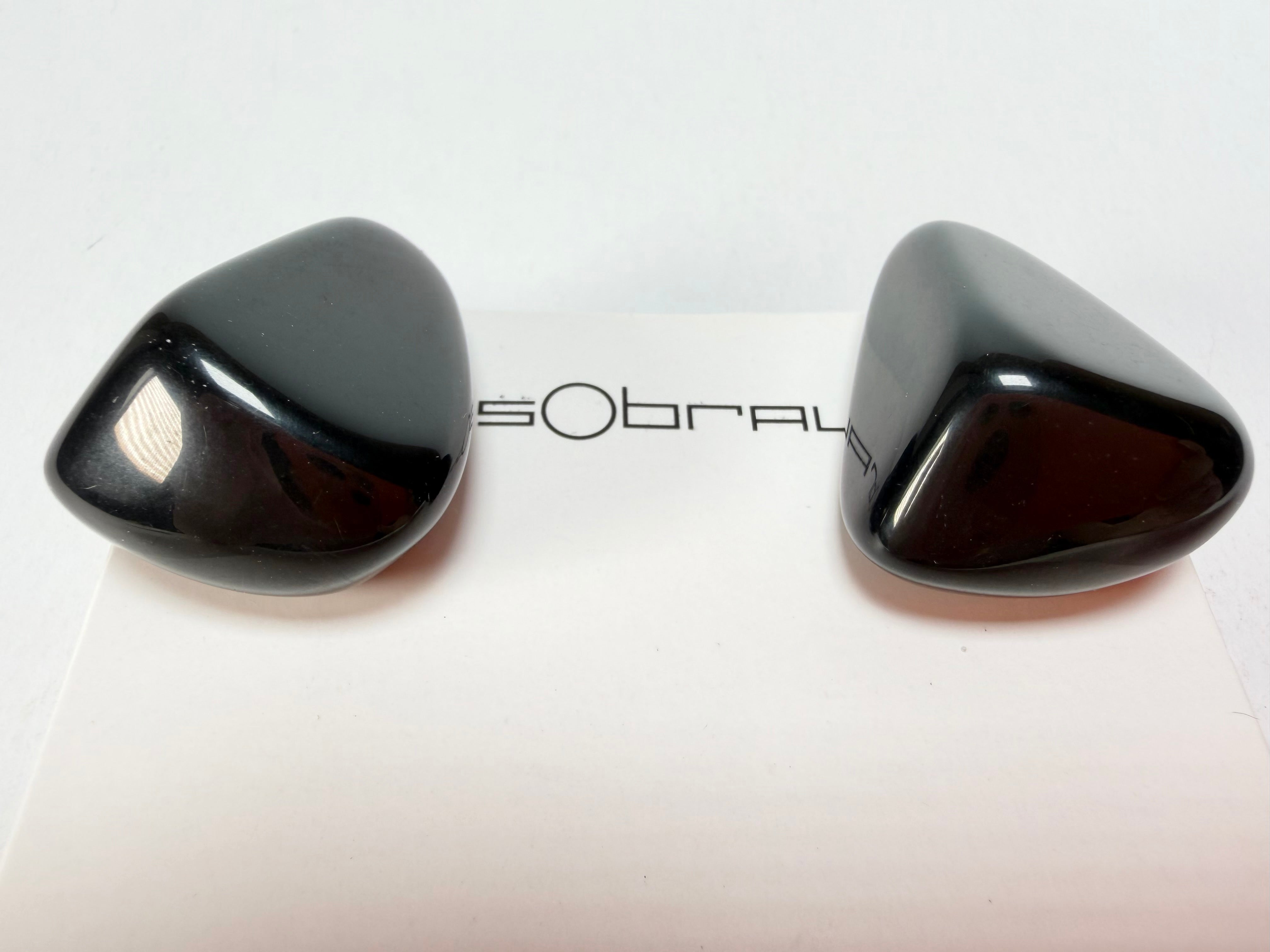 Sobral - Preto "Diamond" Black Resin Clip On Earrings ( 000064 )