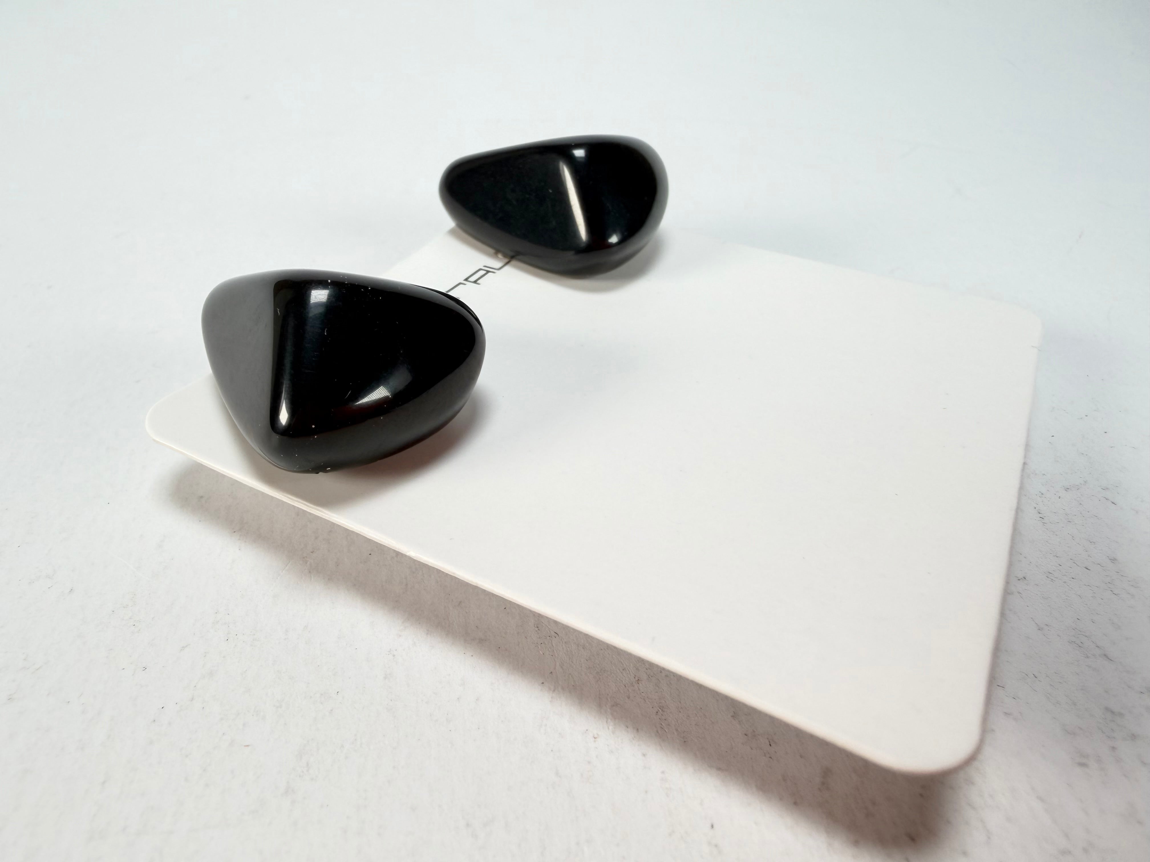 Sobral - Preto "Diamond" Black Resin Clip On Earrings ( 000064 )