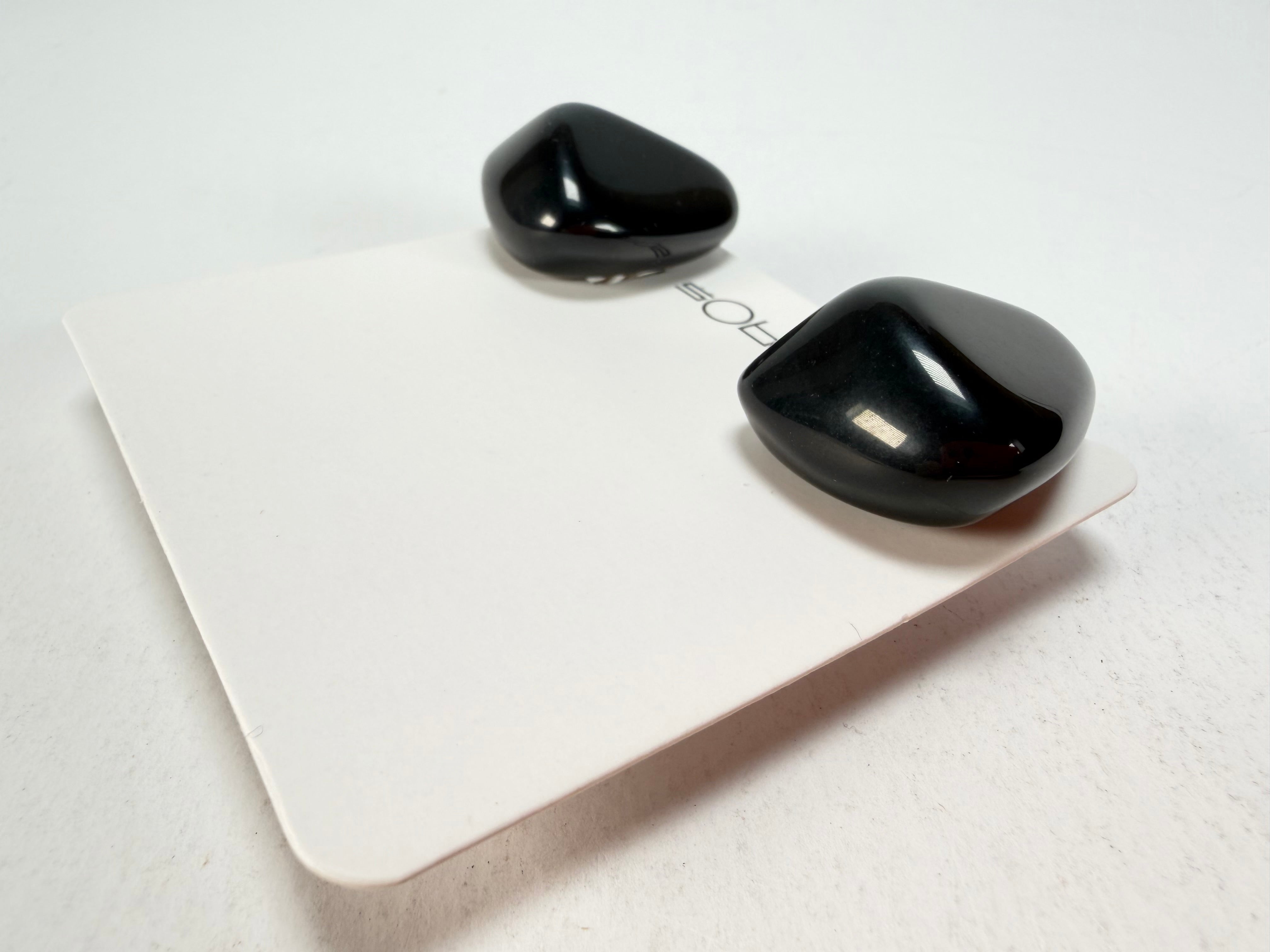 Sobral - Preto "Diamond" Black Resin Clip On Earrings ( 000064 )