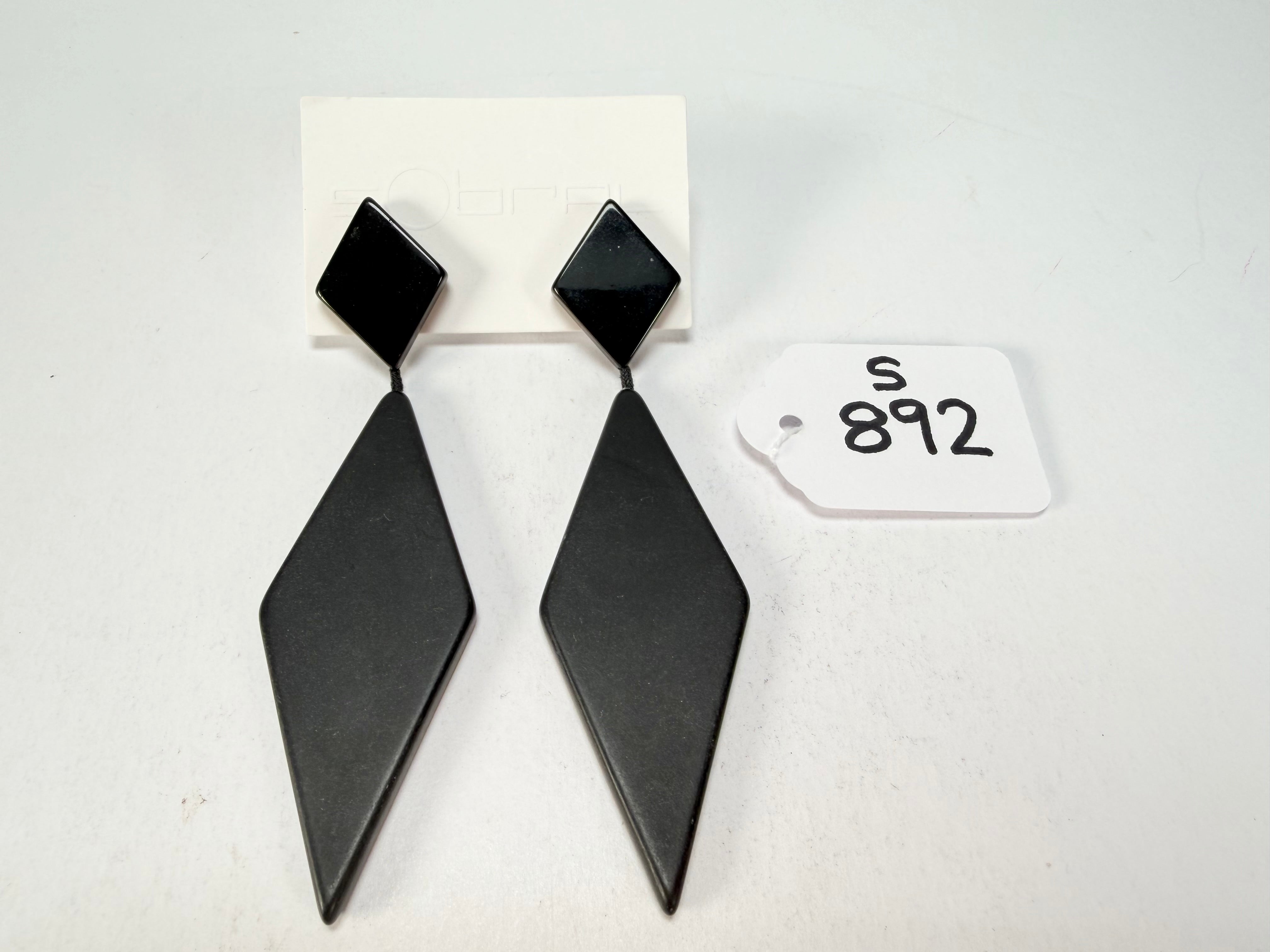 Sobral - Preto "Nial" Black Matt Resin Earrings ( 004203 )