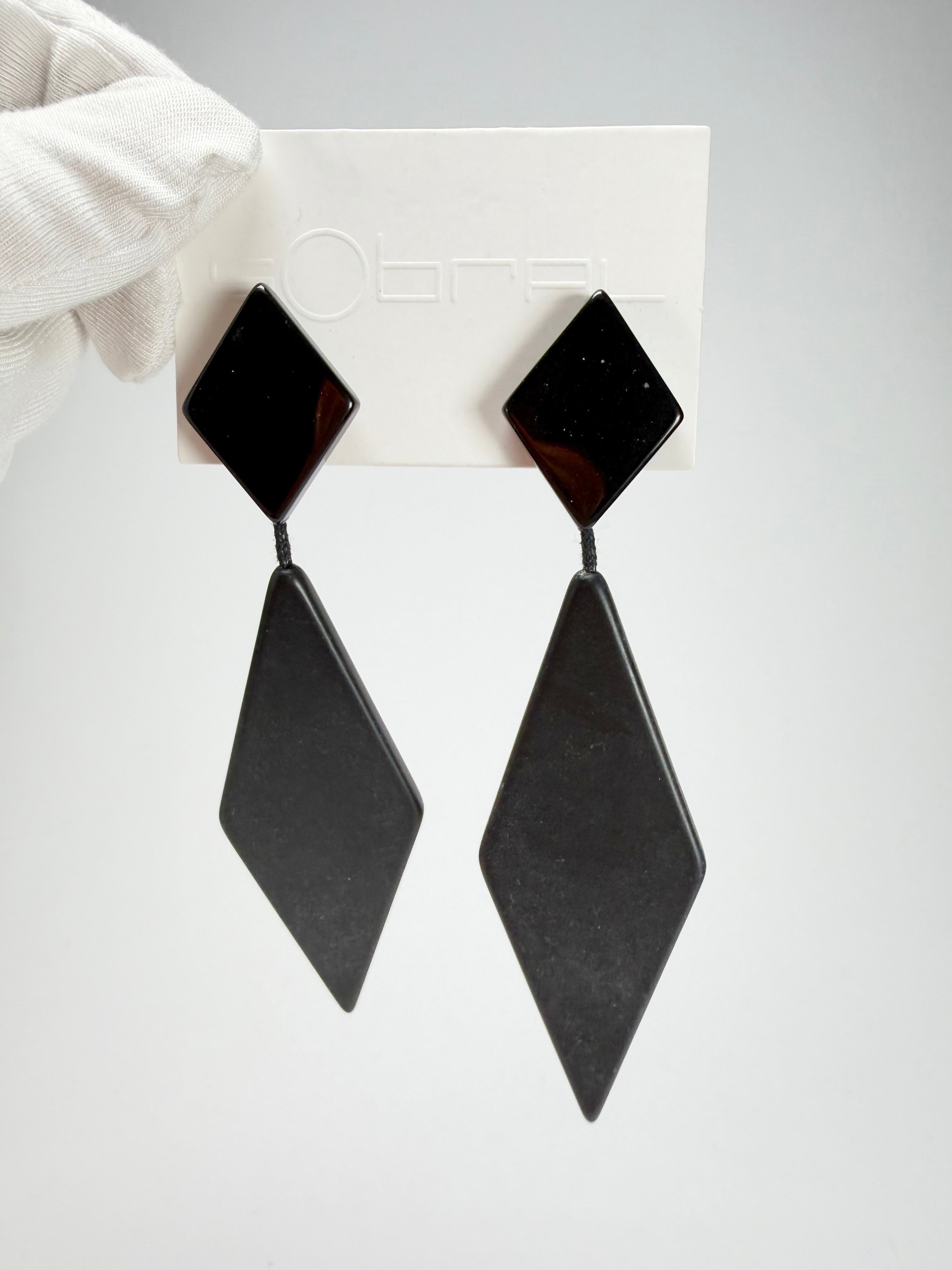 Sobral - Preto "Nial" Black Matt Resin Earrings ( 004203 )