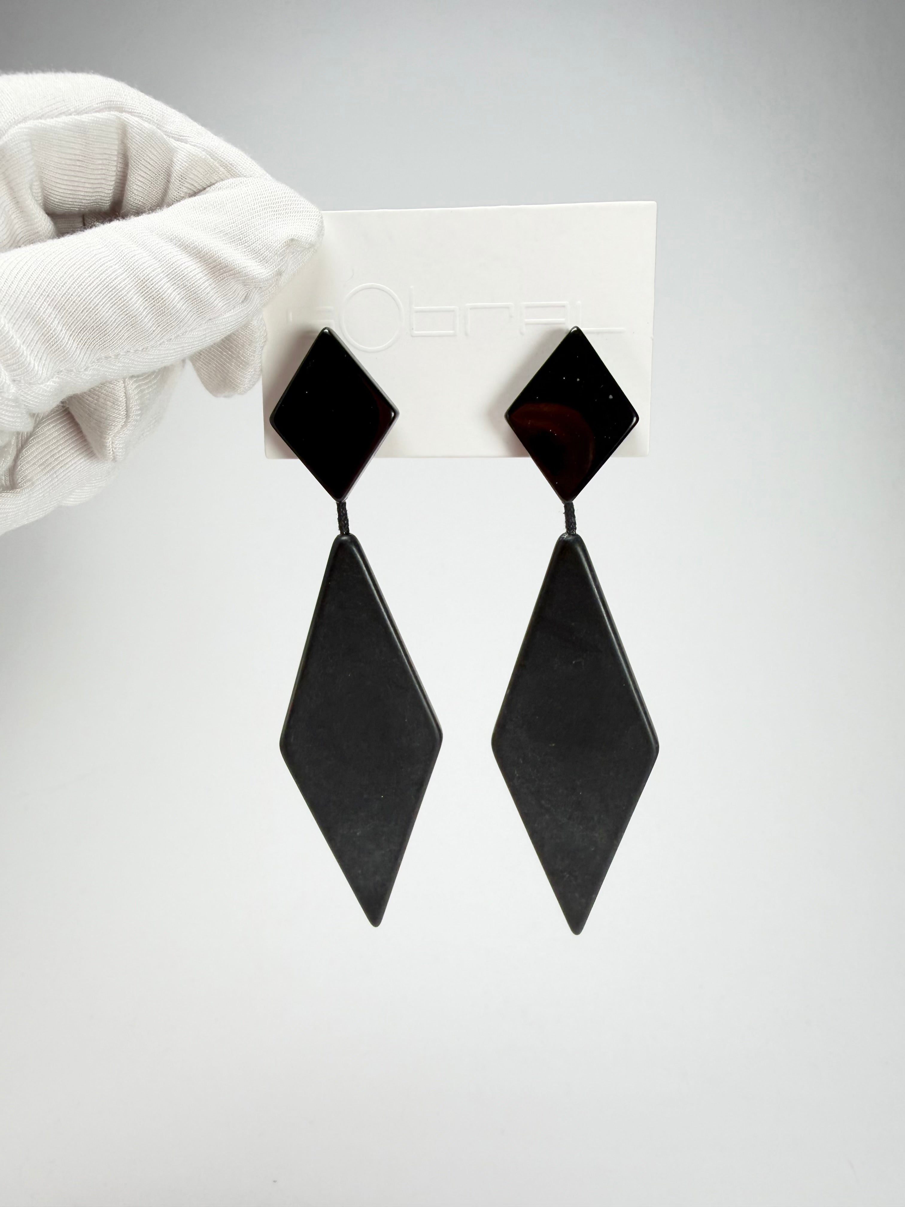 Sobral - Preto "Nial" Black Matt Resin Earrings ( 004203 )