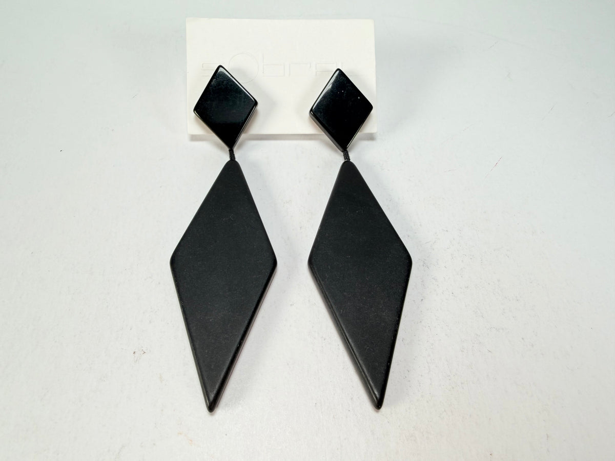 Sobral - Preto "Nial" Black Matt Resin Earrings ( 004203 )