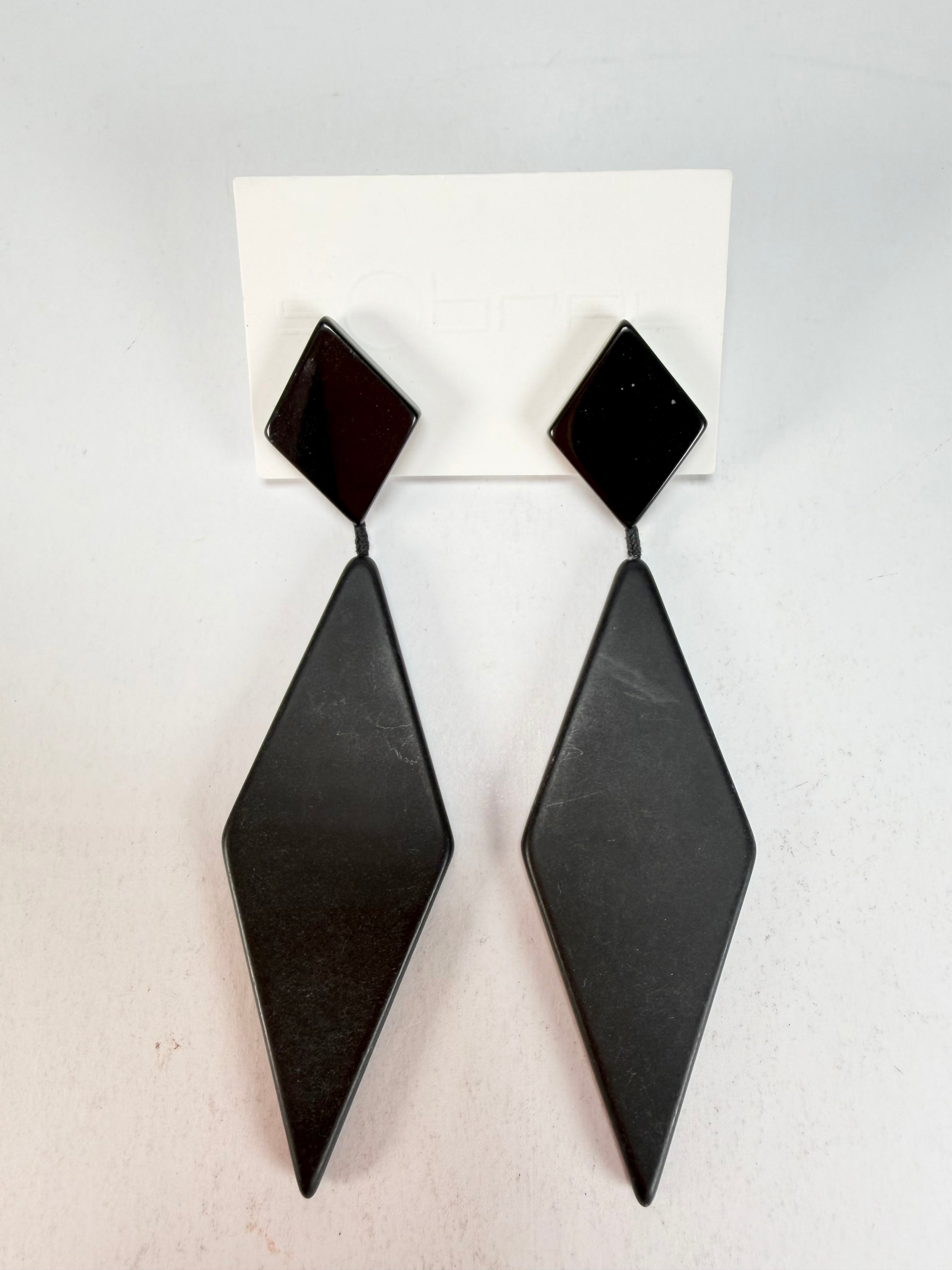 Sobral - Preto "Nial" Black Matt Resin Earrings ( 004203 )