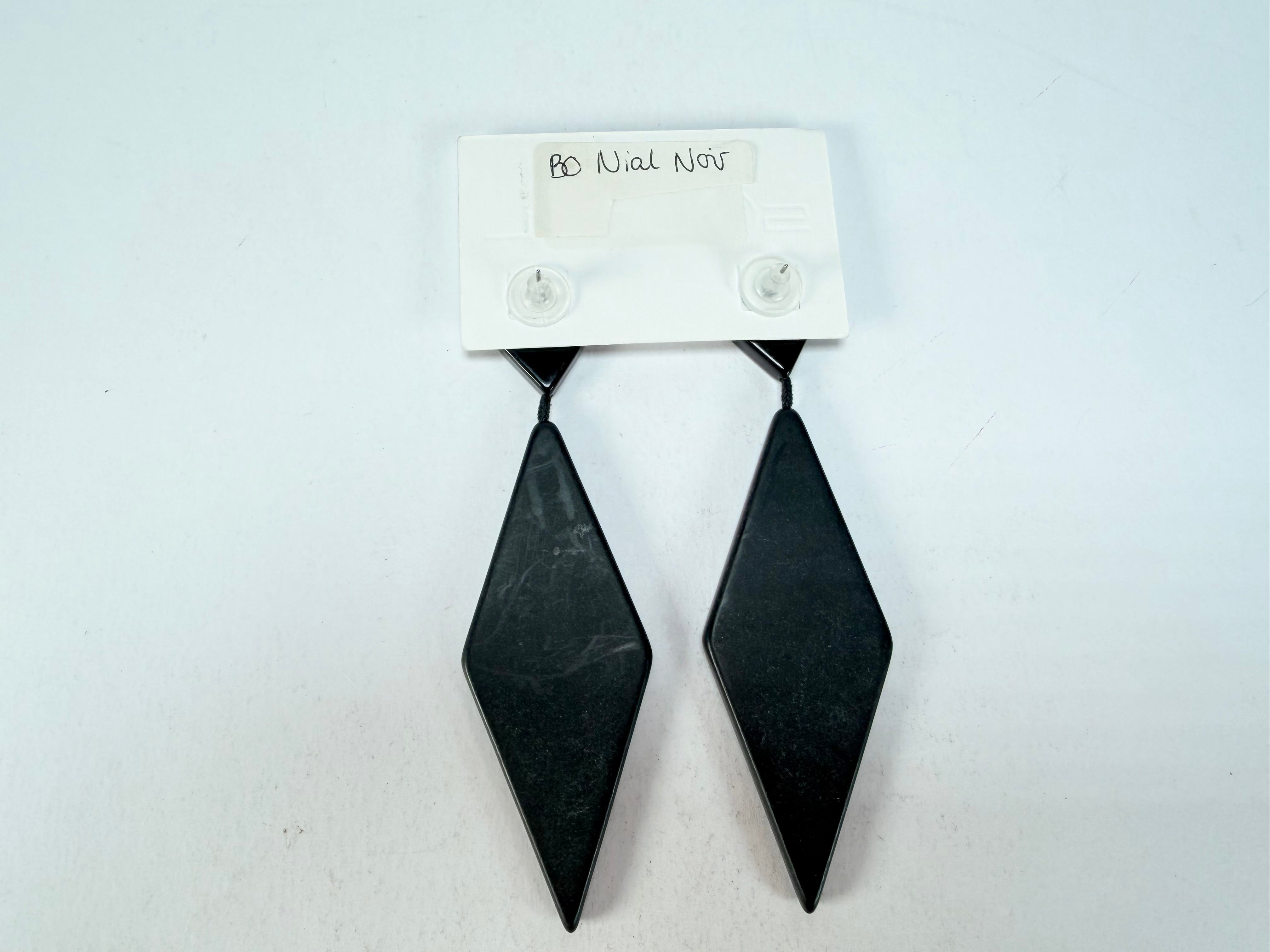 Sobral - Preto "Nial" Black Matt Resin Earrings ( 004203 )