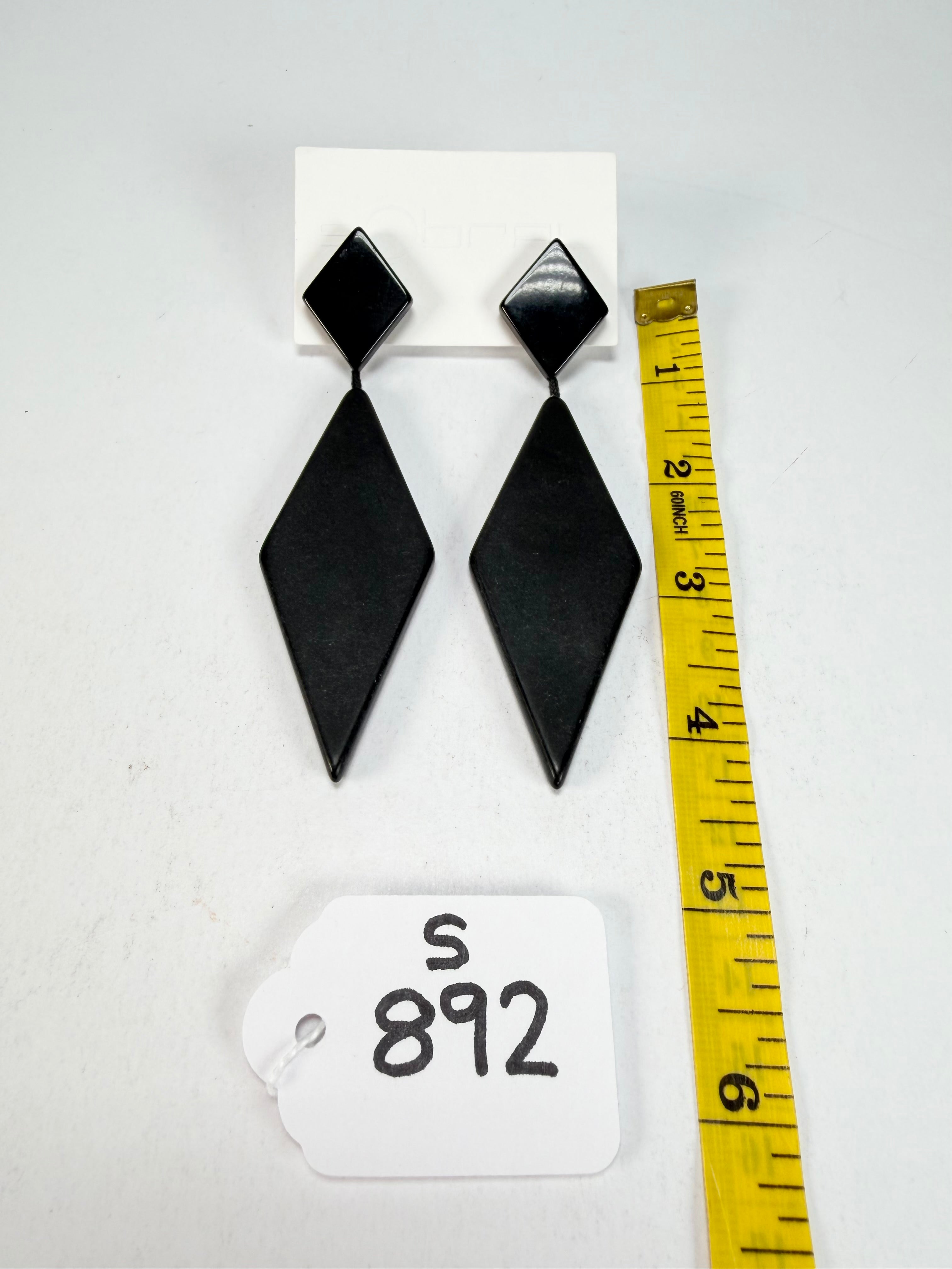 Sobral - Preto "Nial" Black Matt Resin Earrings ( 004203 )