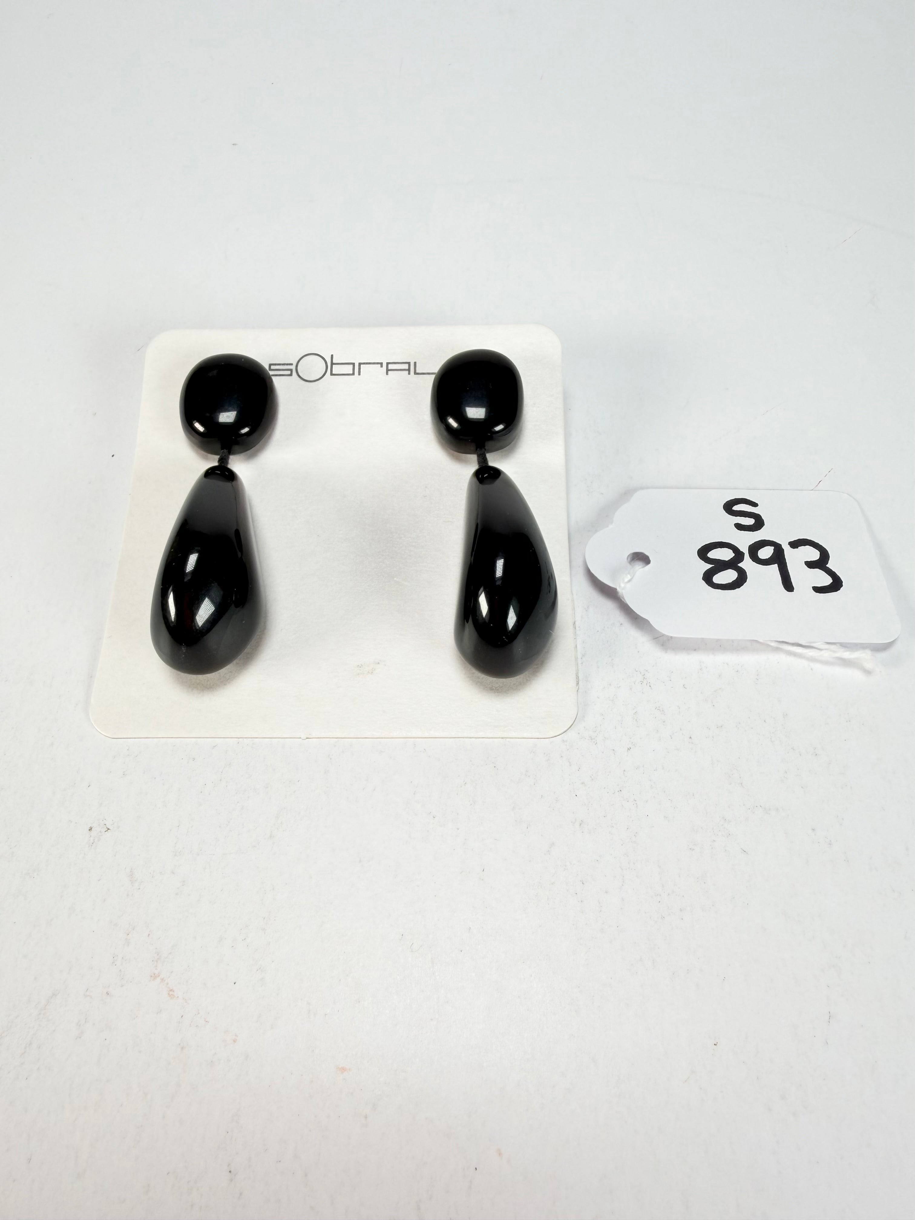 Sobral - Preto "Clave Efeitos" Black Resin Earrings ( 004606 )