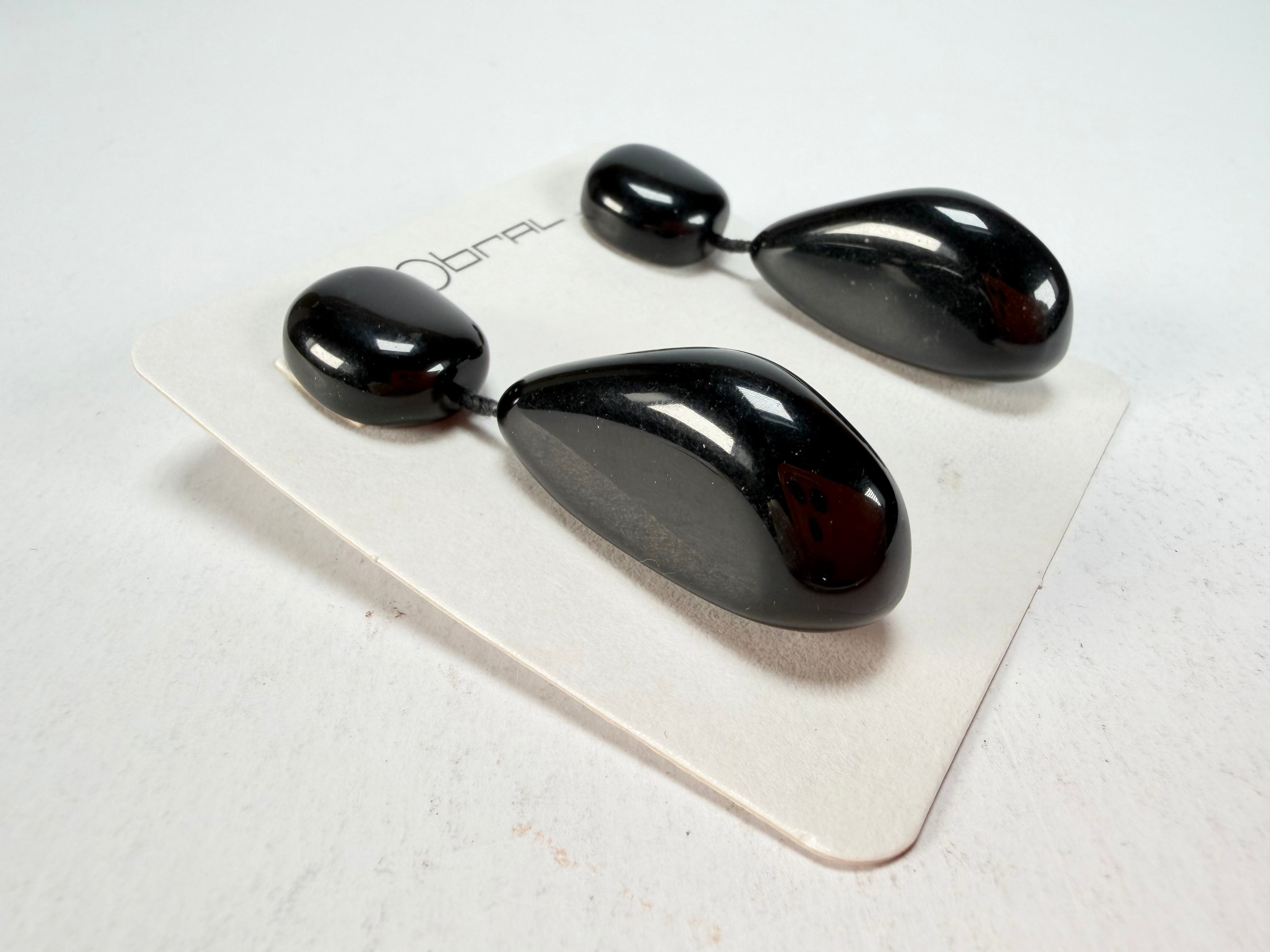 Sobral - Preto "Clave Efeitos" Black Resin Earrings ( 004606 )