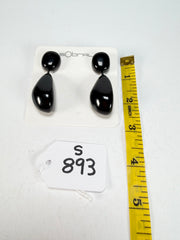 Sobral - Preto "Clave Efeitos" Black Resin Earrings ( 004606 )