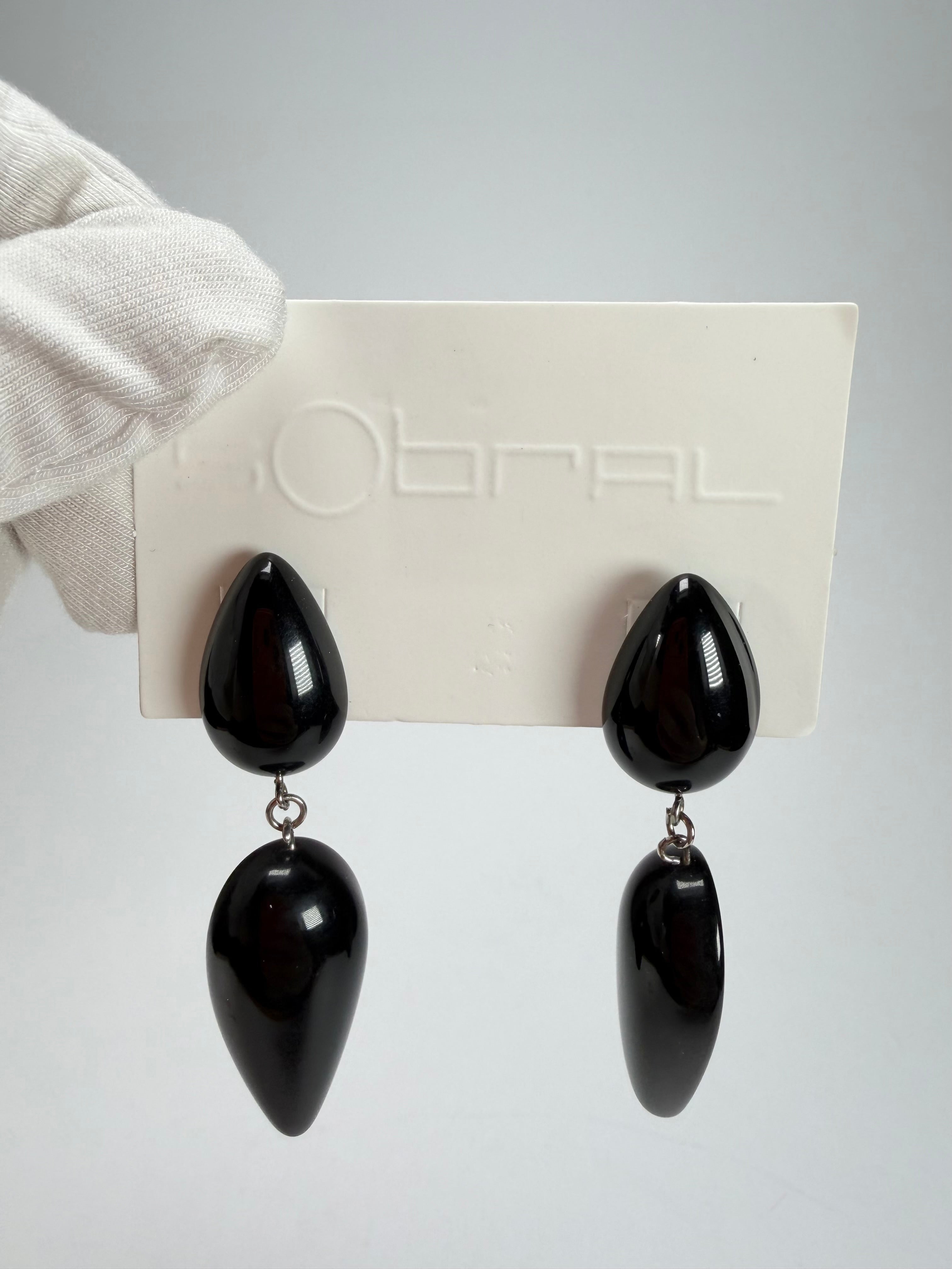 Sobral - Preto "Water" Black Resin Earrings ( 004158 )
