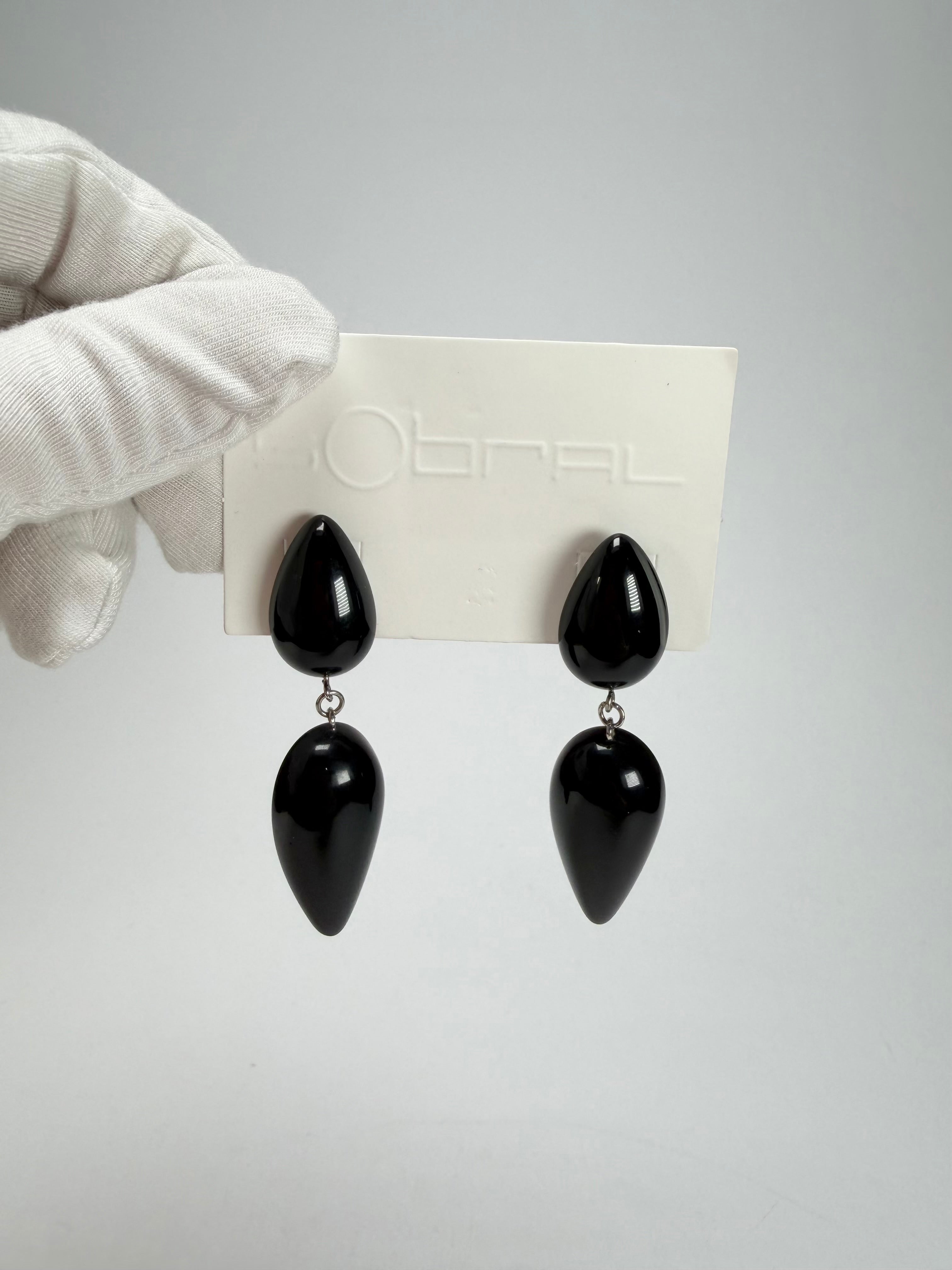 Sobral - Preto "Water" Black Resin Earrings ( 004158 )