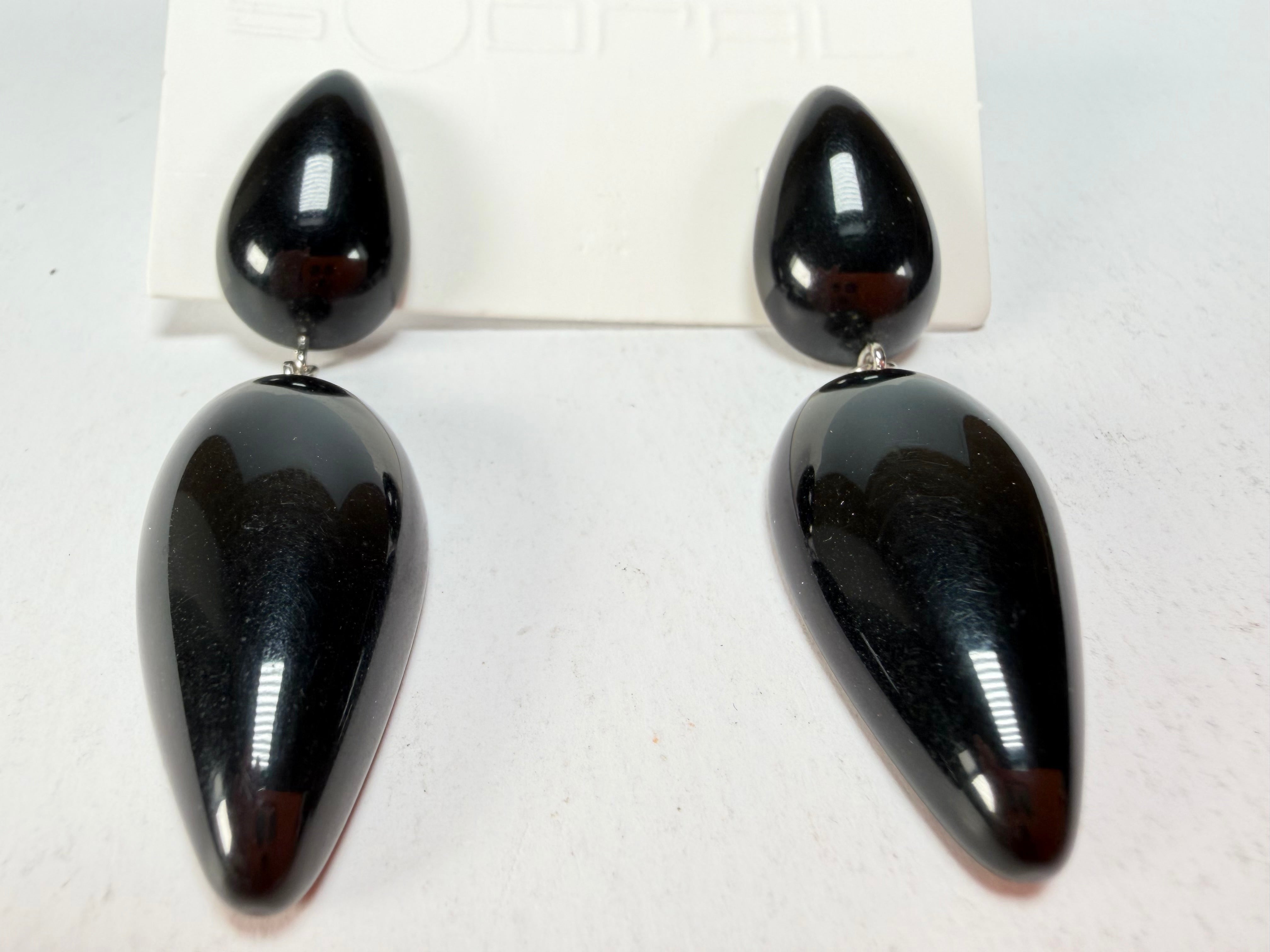 Sobral - Preto "Water" Black Resin Earrings ( 004158 )