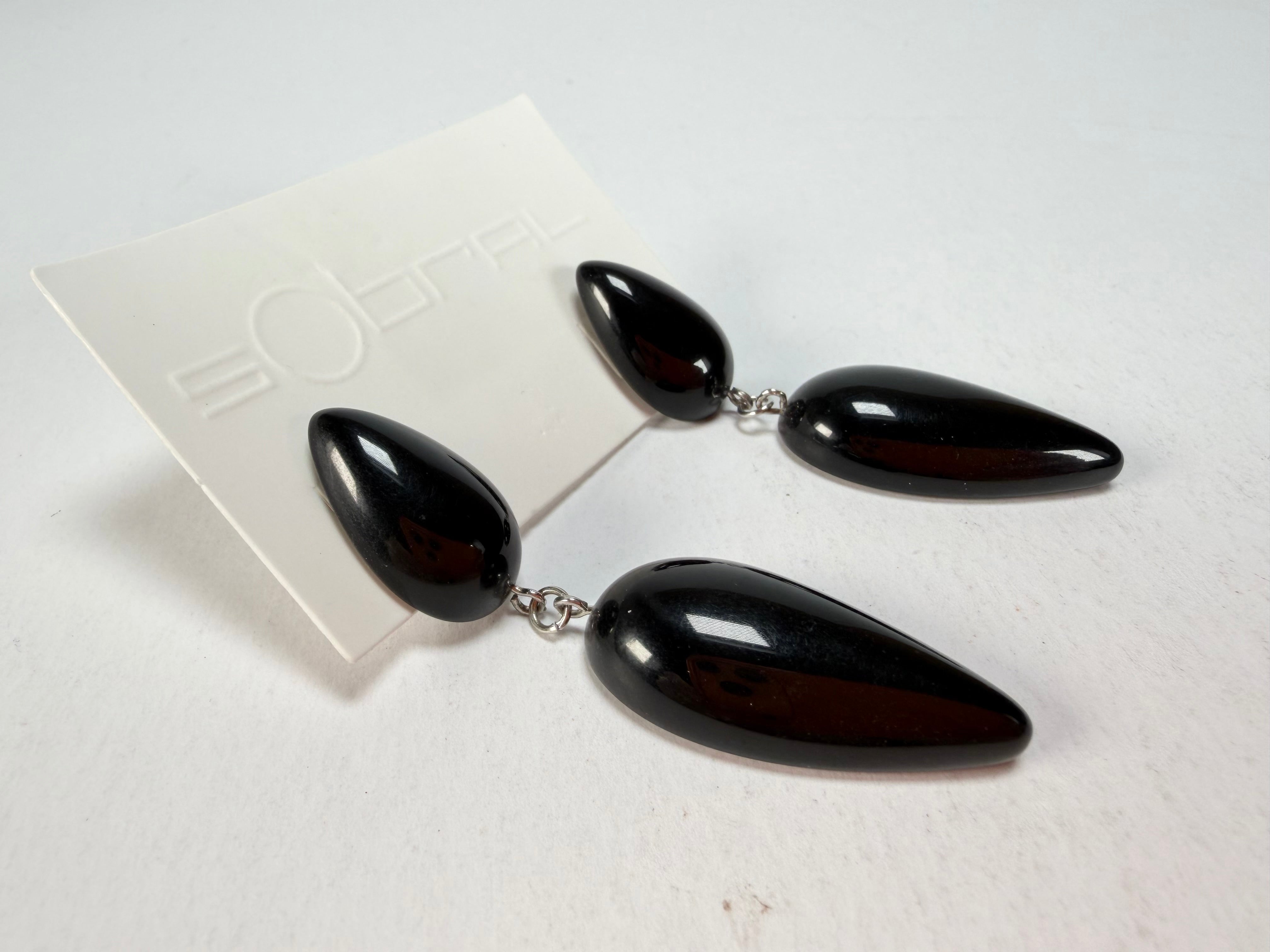 Sobral - Preto "Water" Black Resin Earrings ( 004158 )