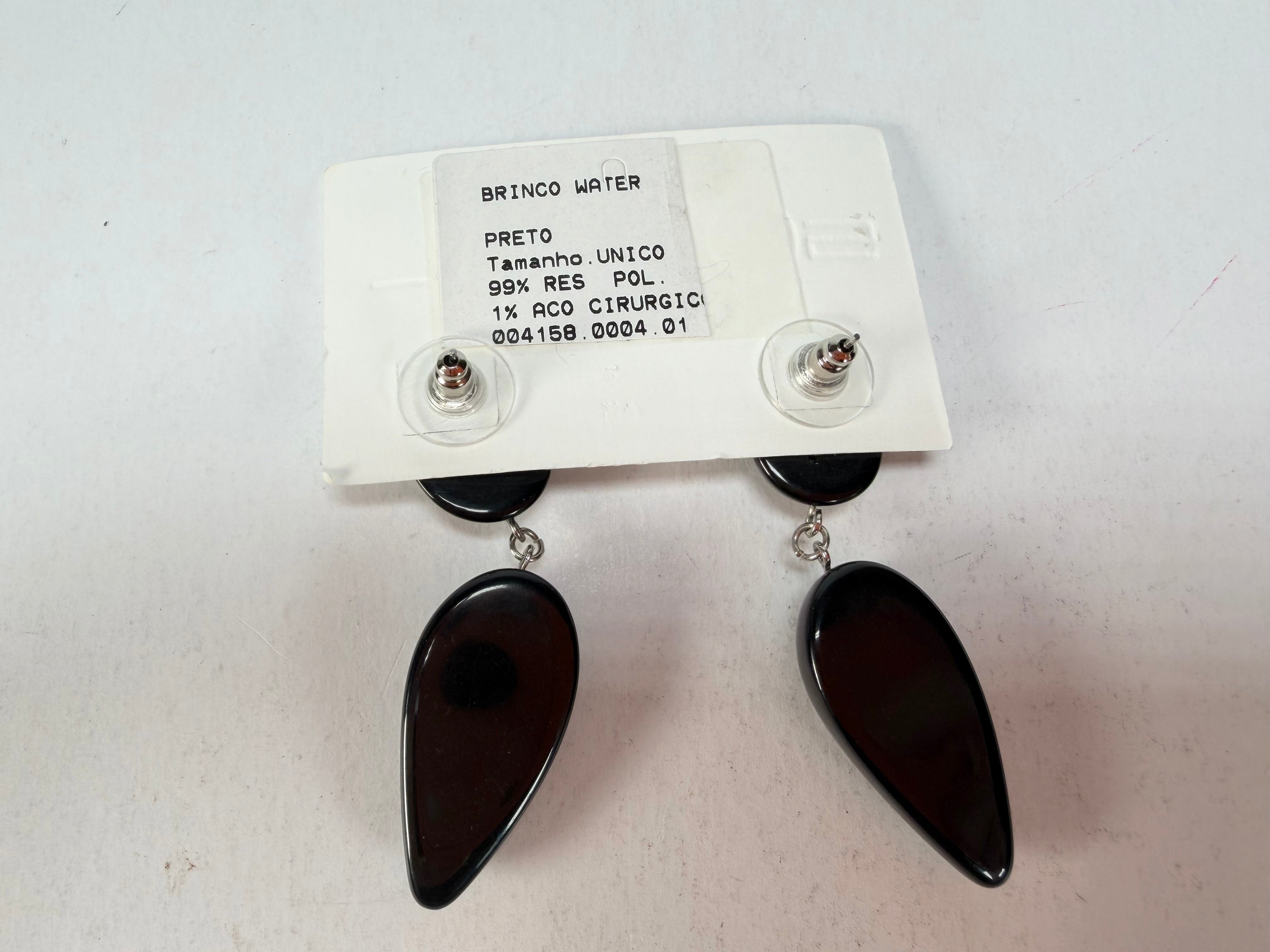 Sobral - Preto "Water" Black Resin Earrings ( 004158 )