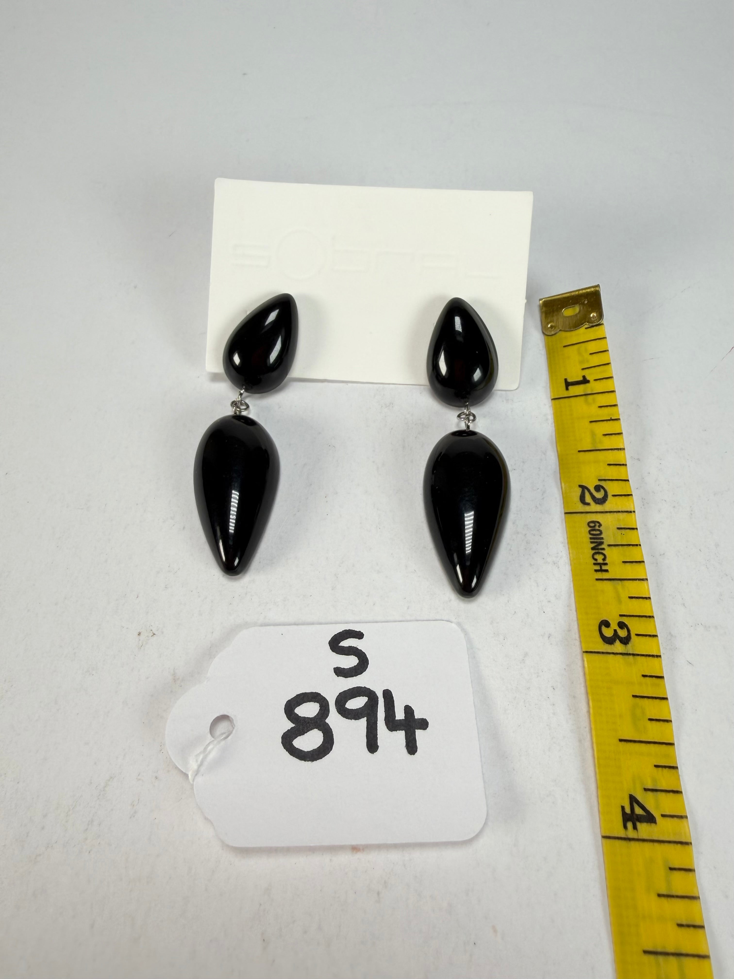 Sobral - Preto "Water" Black Resin Earrings ( 004158 )