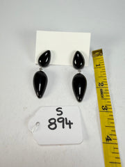 Sobral - Preto "Water" Black Resin Earrings ( 004158 )