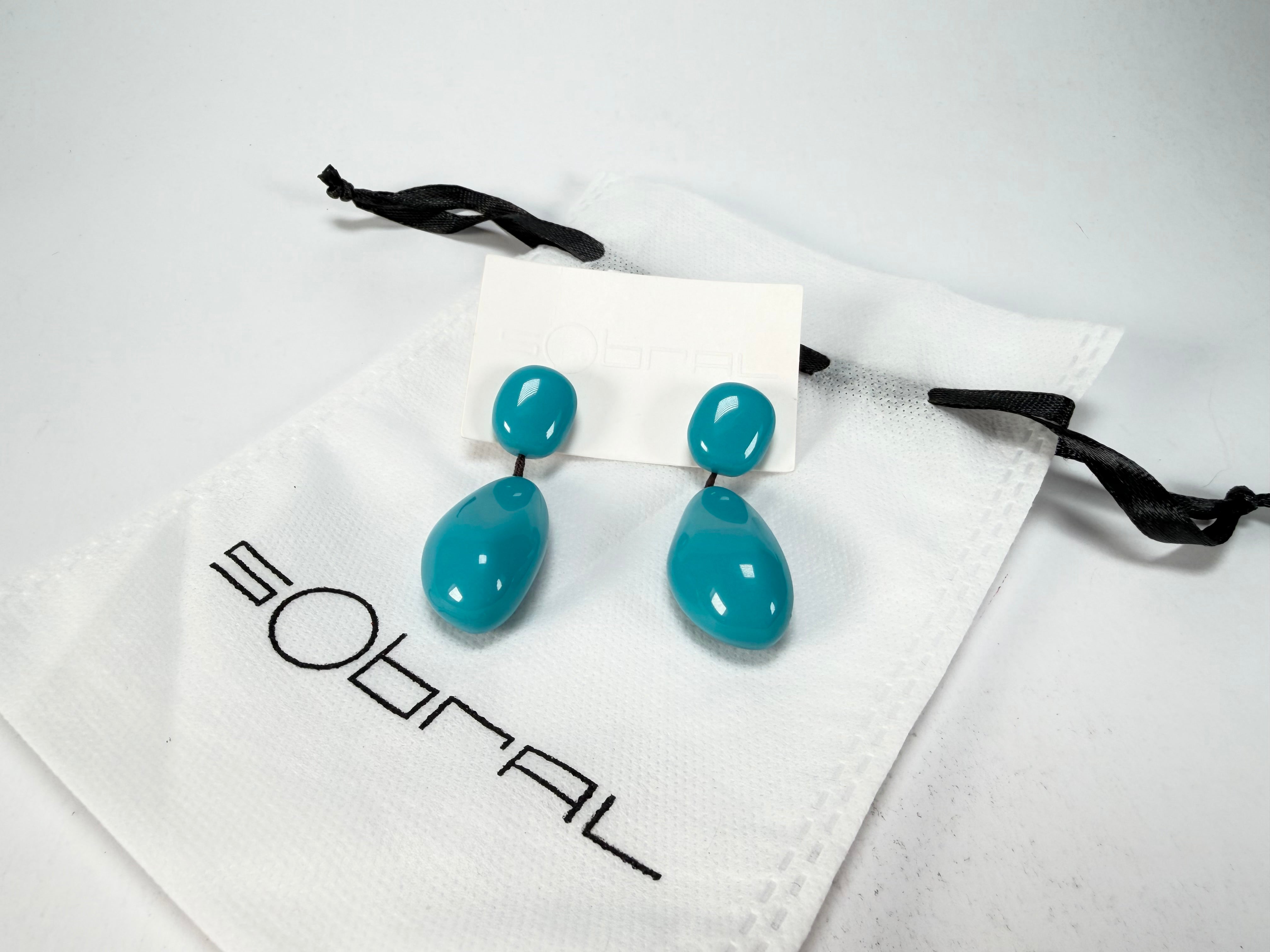 Sobral - Turquoise "Clave Efeitos" Resin Earrings ( 004606 )