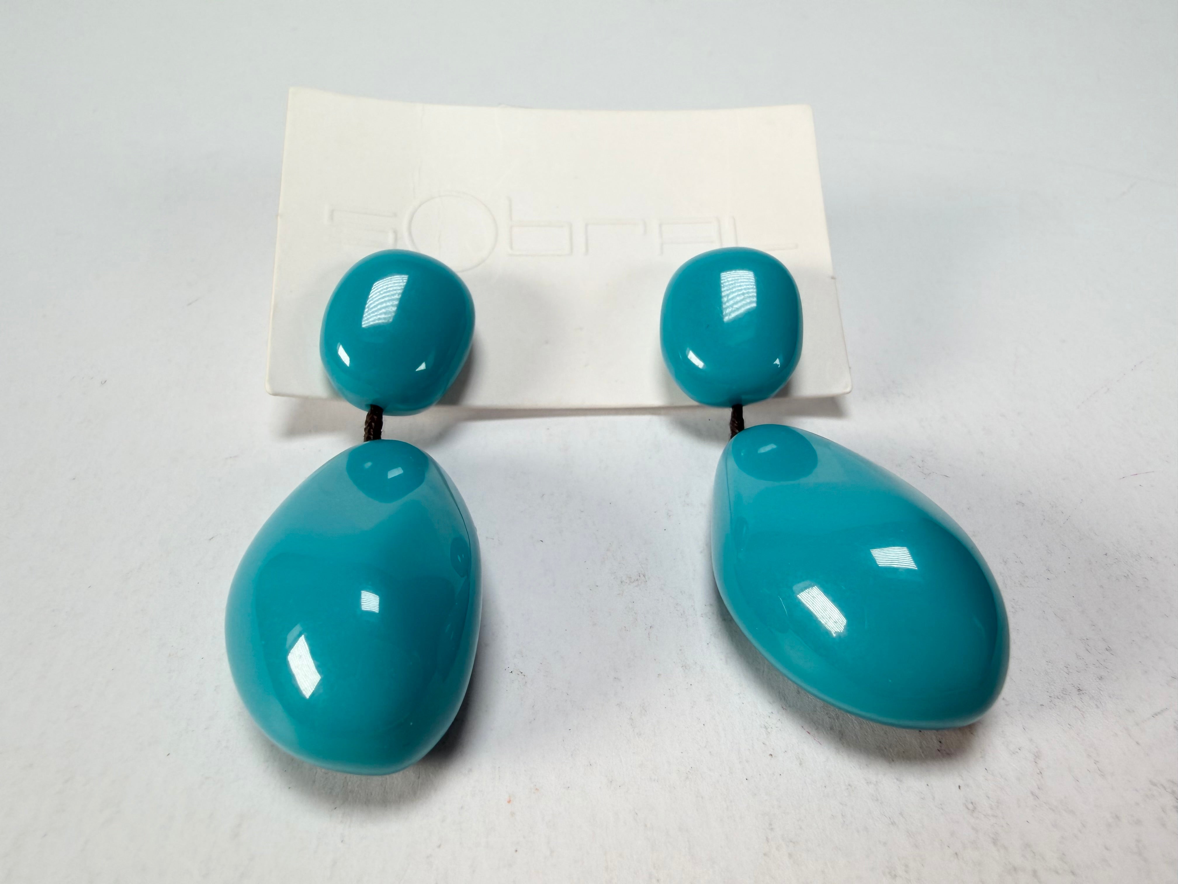 Sobral - Turquoise "Clave Efeitos" Resin Earrings ( 004606 )