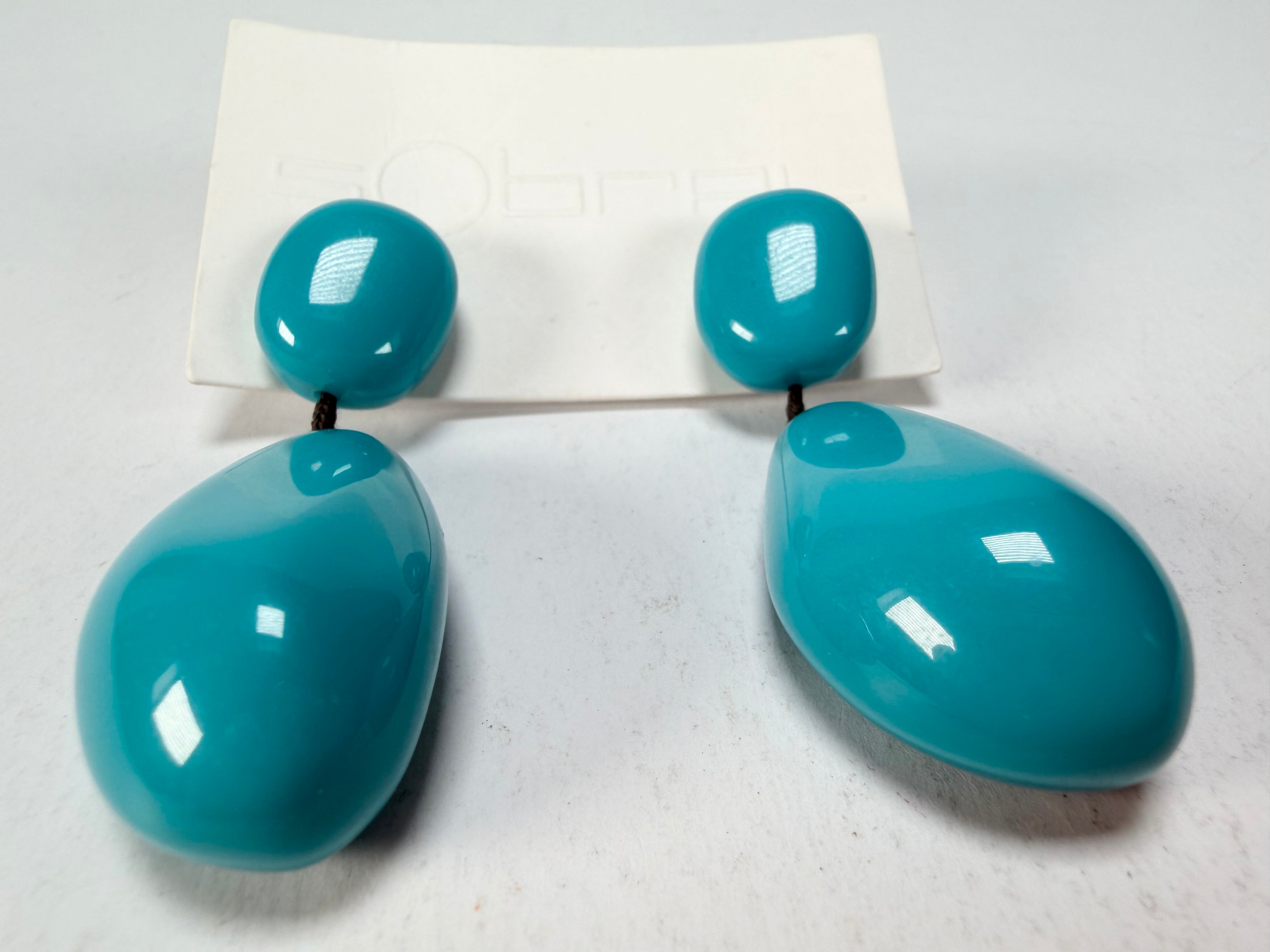 Sobral - Turquoise "Clave Efeitos" Resin Earrings ( 004606 )