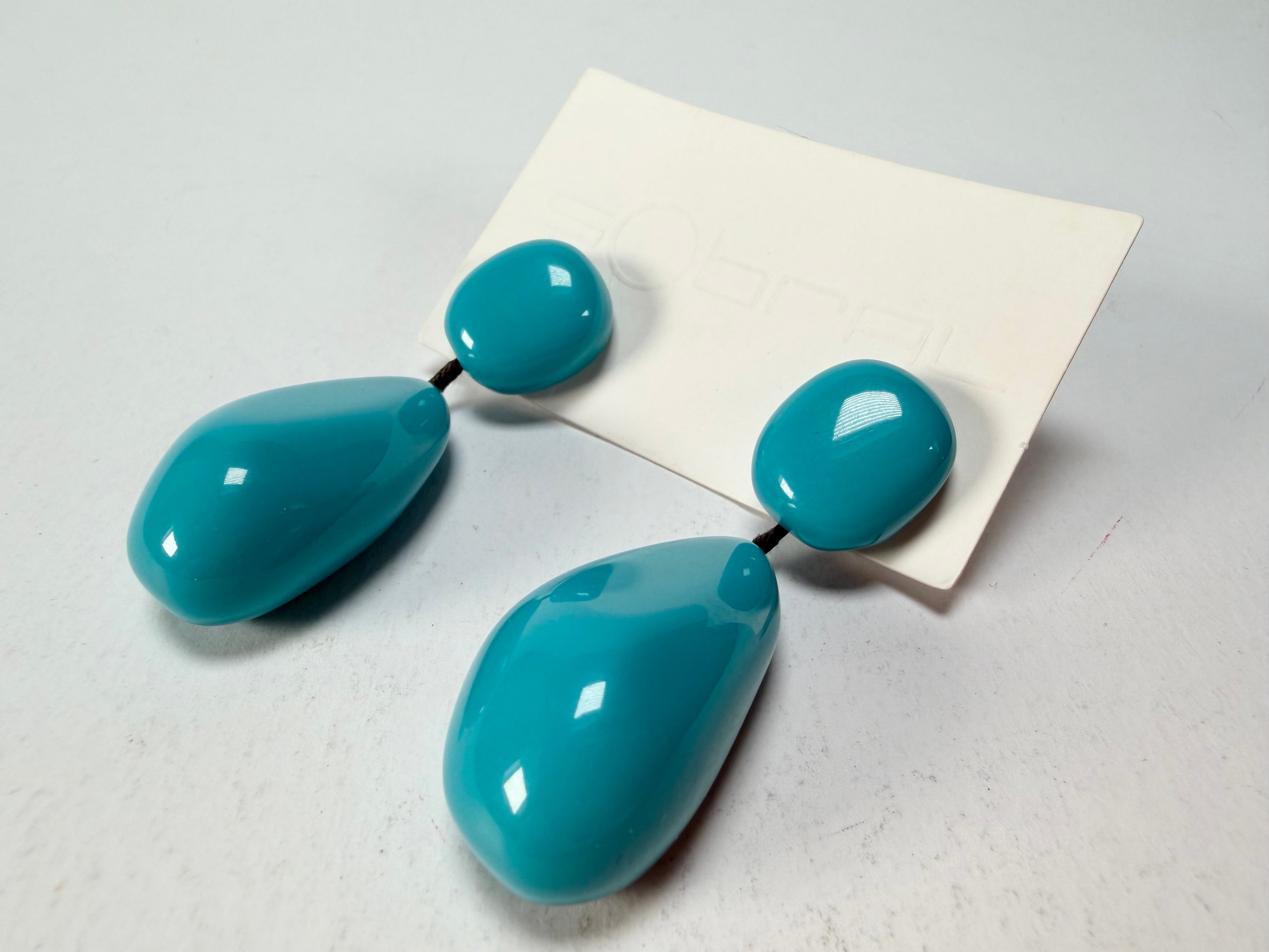 Sobral - Turquoise "Clave Efeitos" Resin Earrings ( 004606 )