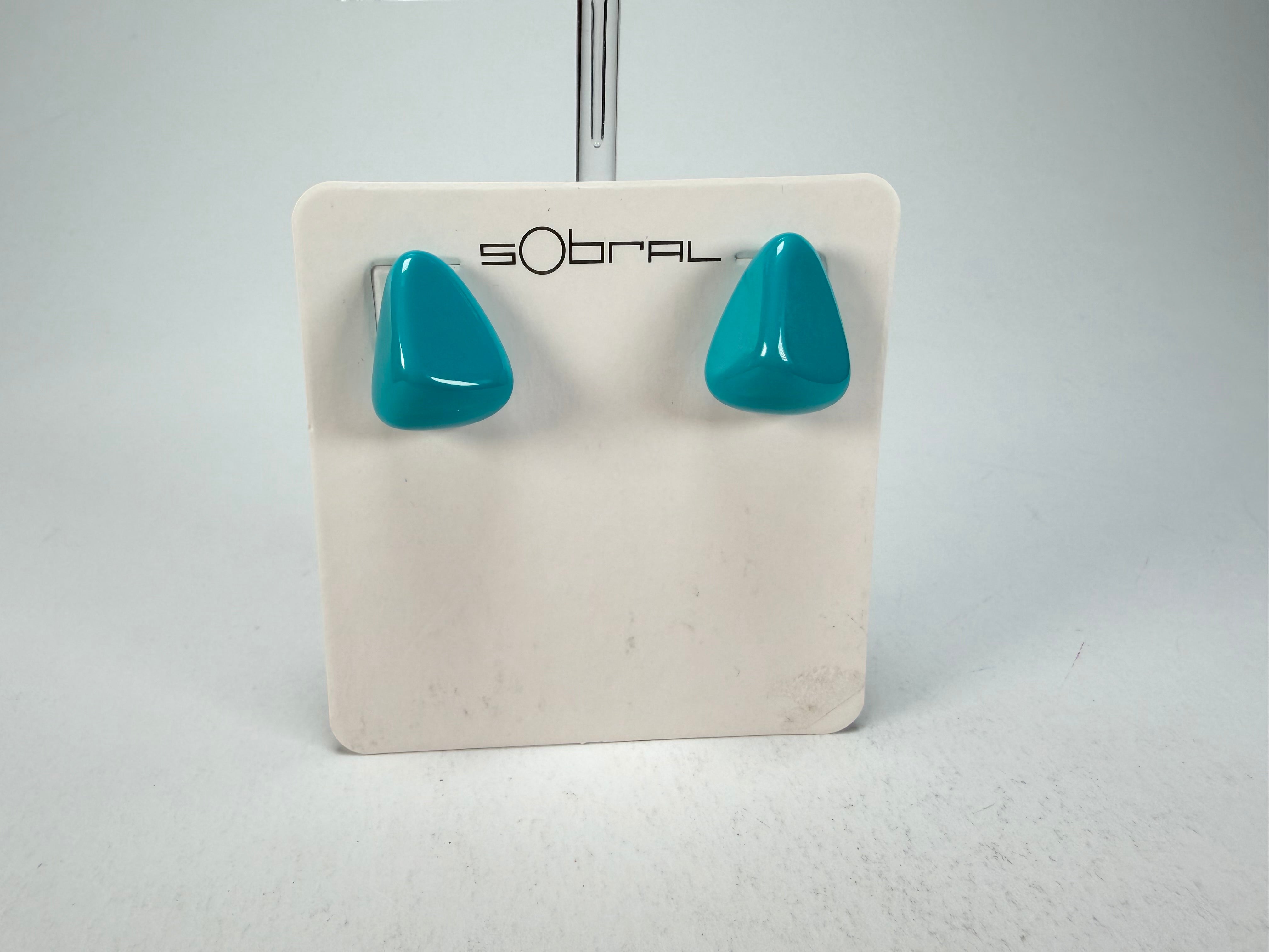 Sobral - Turquoise "Pequeno Diamante" Resin Earrings ( 003600 )