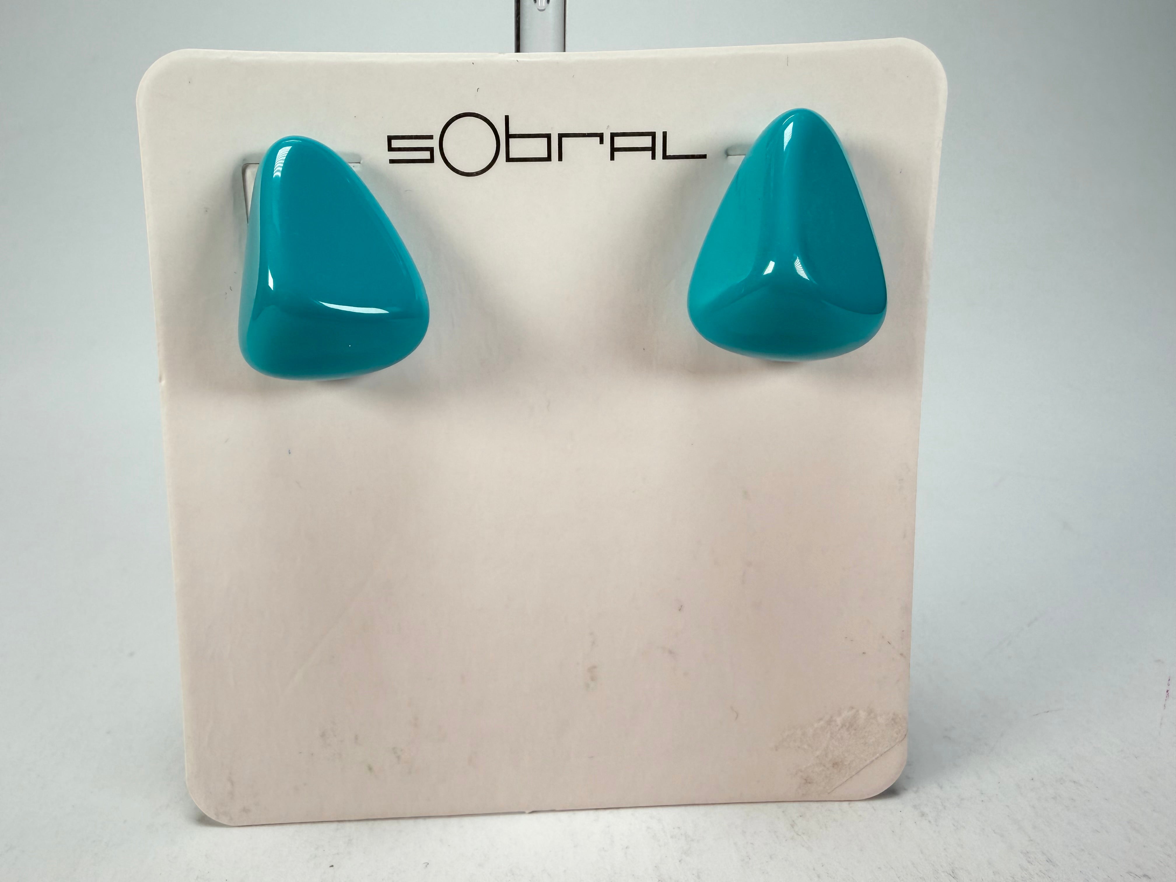 Sobral - Turquoise "Pequeno Diamante" Resin Earrings ( 003600 )