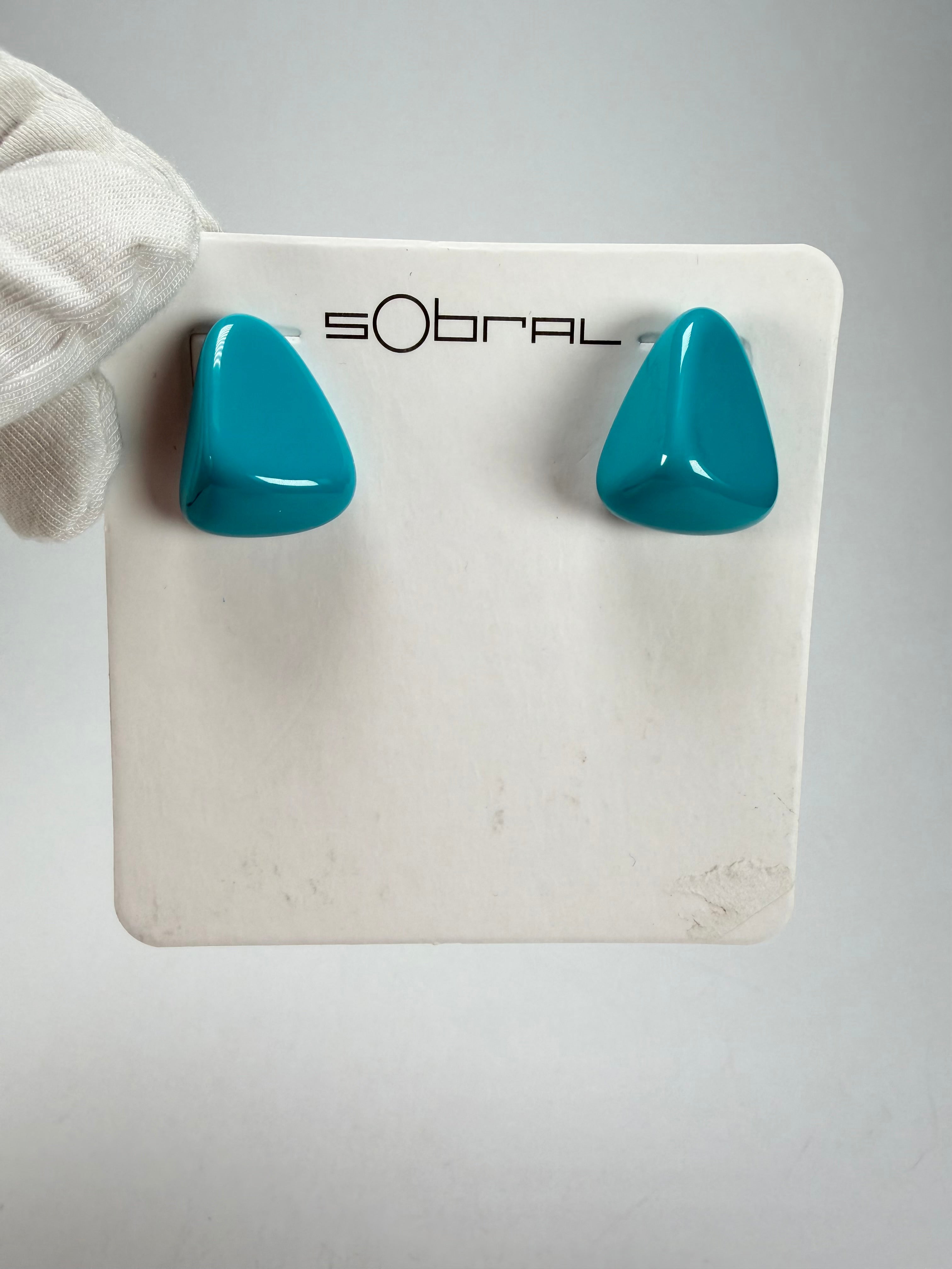 Sobral - Turquoise "Pequeno Diamante" Resin Earrings ( 003600 )