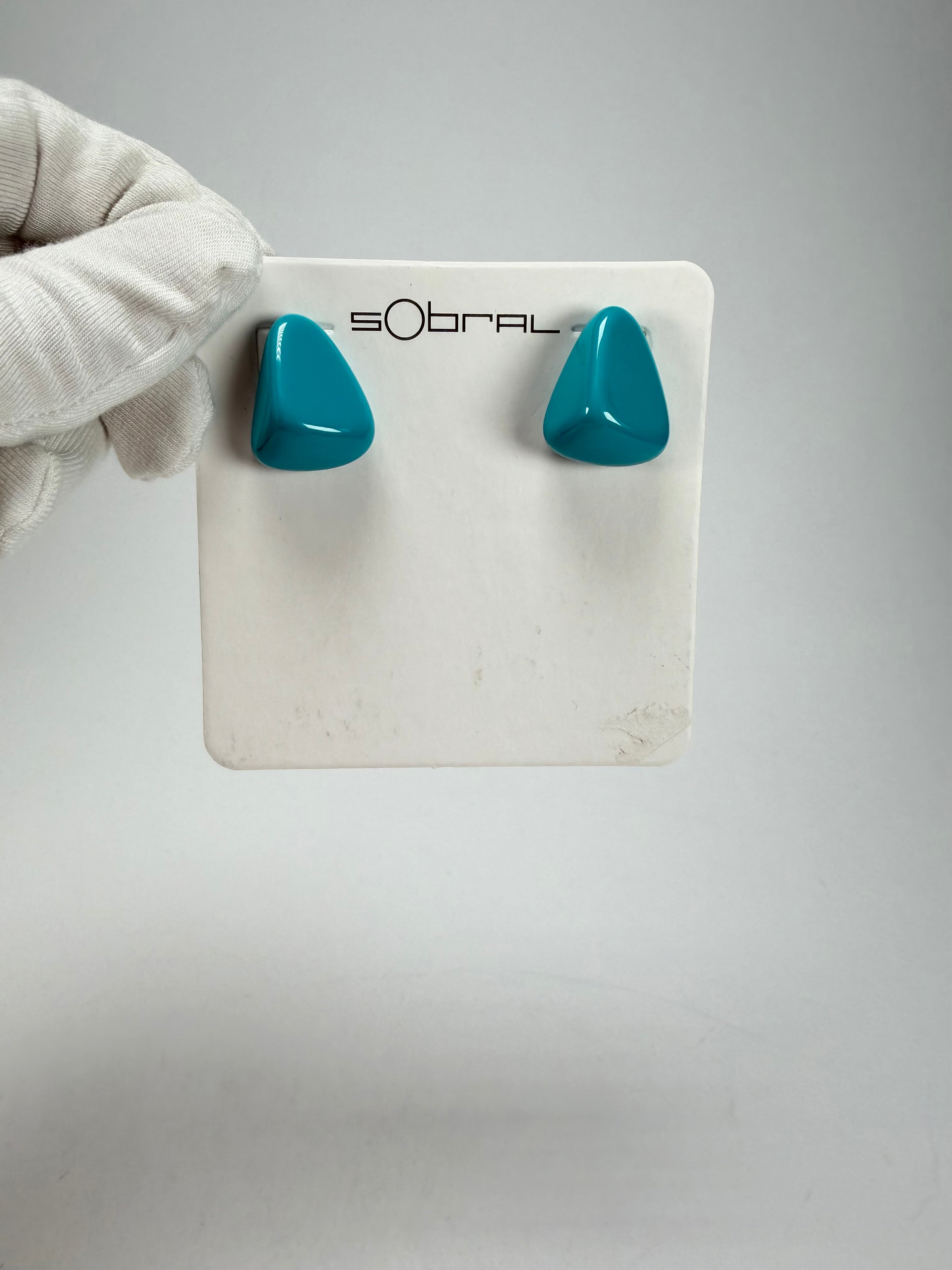 Sobral - Turquoise "Pequeno Diamante" Resin Earrings ( 003600 )