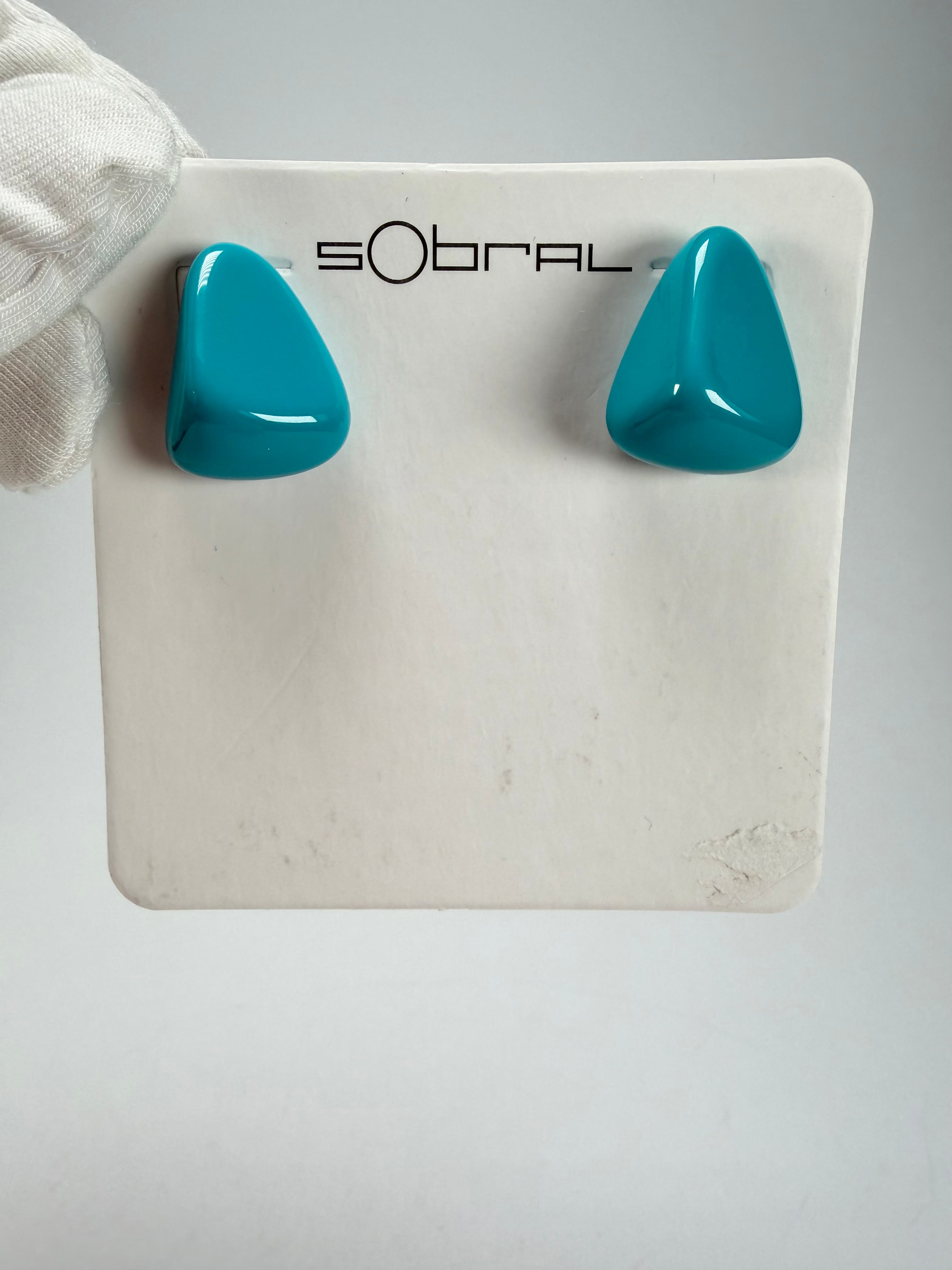 Sobral - Turquoise "Pequeno Diamante" Resin Earrings ( 003600 )
