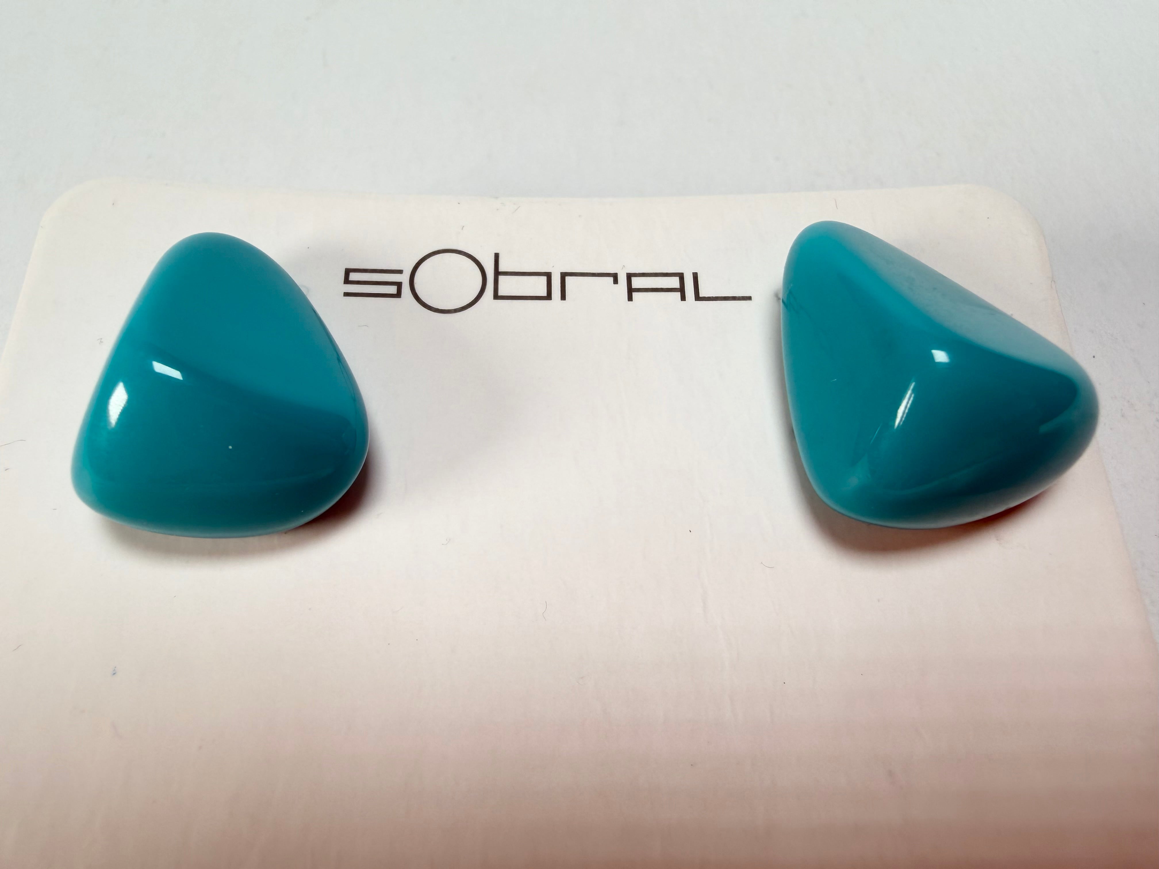 Sobral - Turquoise "Pequeno Diamante" Resin Earrings ( 003600 )
