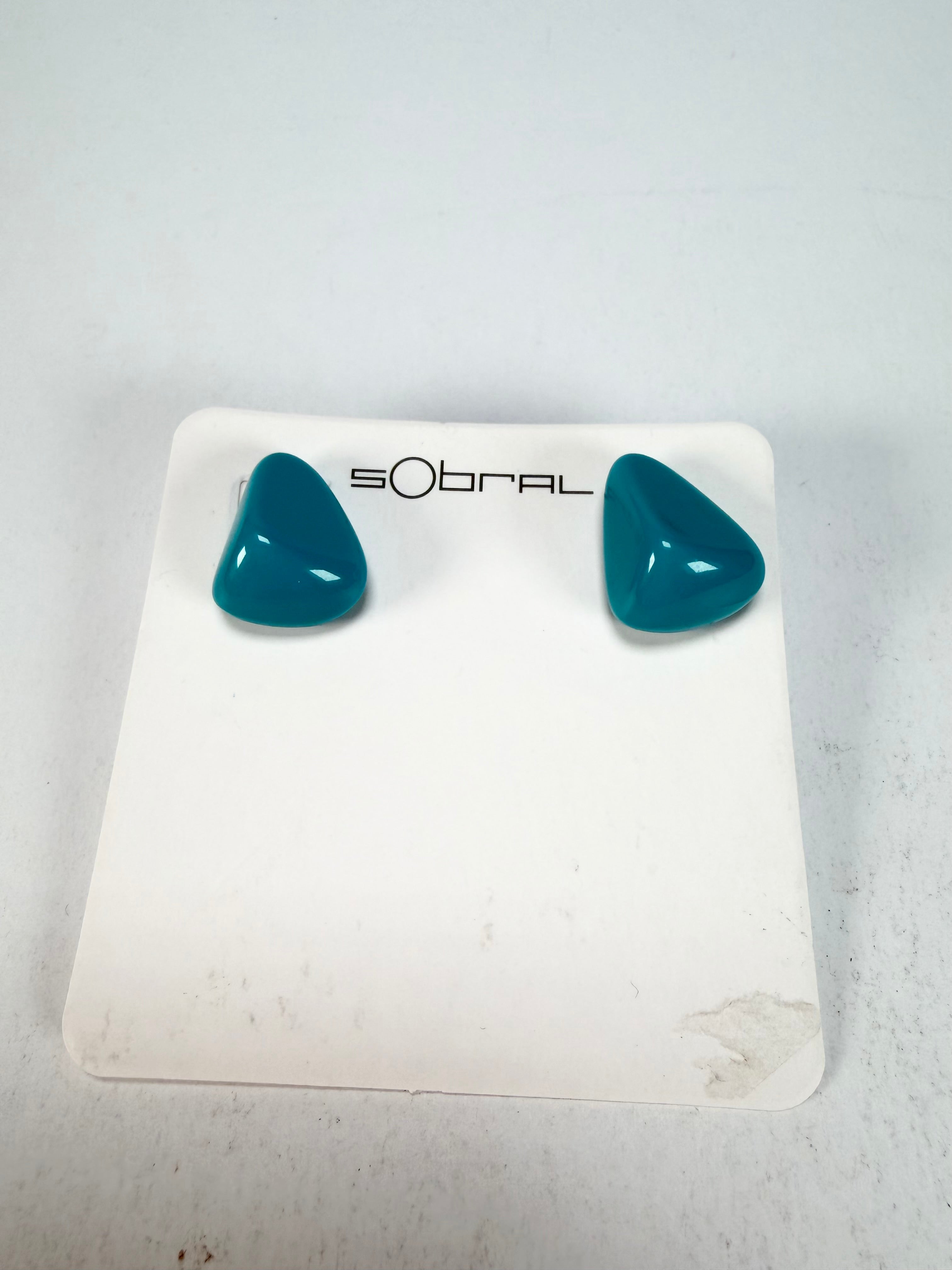 Sobral - Turquoise "Pequeno Diamante" Resin Earrings ( 003600 )