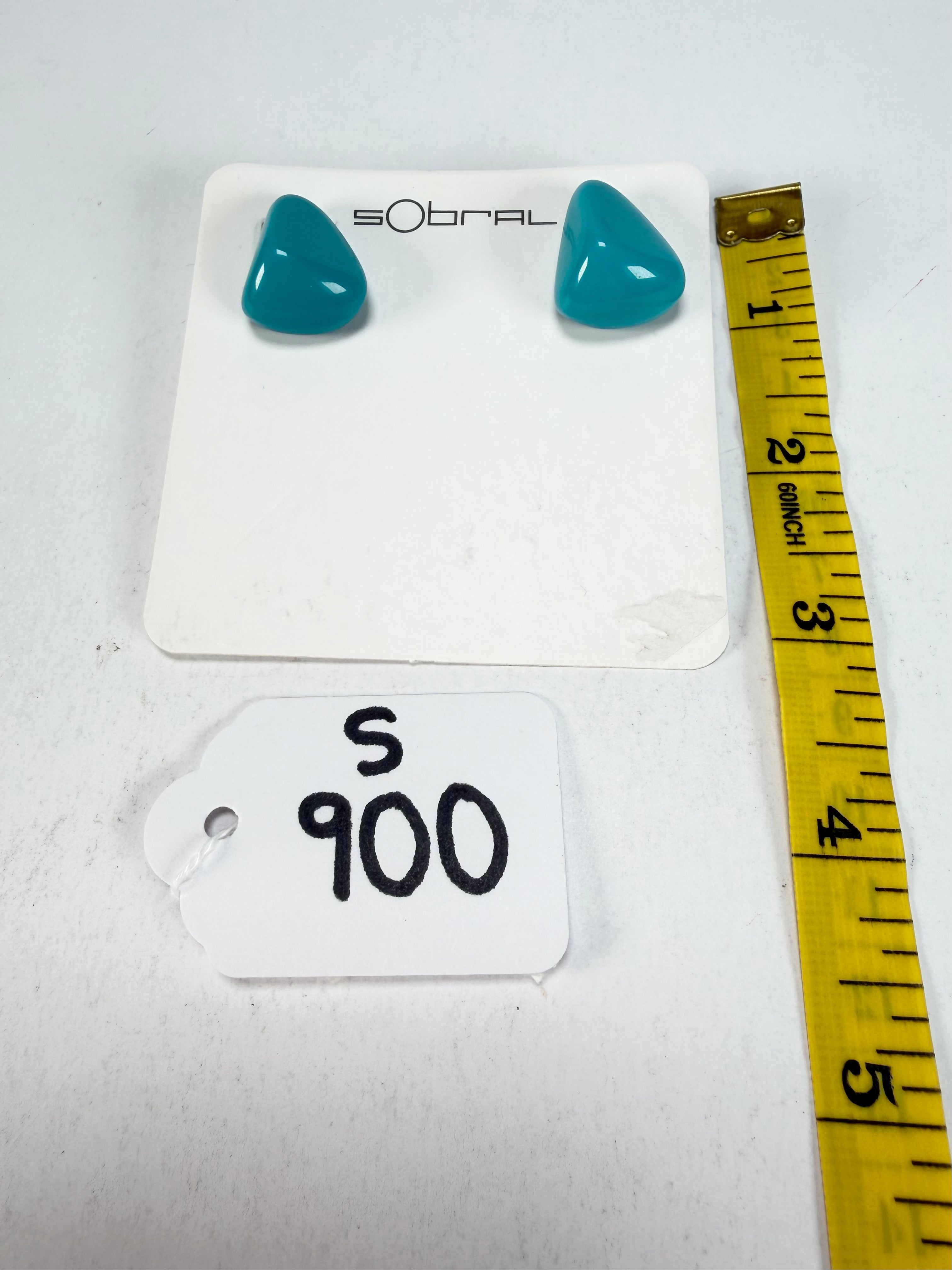 Sobral - Turquoise "Pequeno Diamante" Resin Earrings ( 003600 )