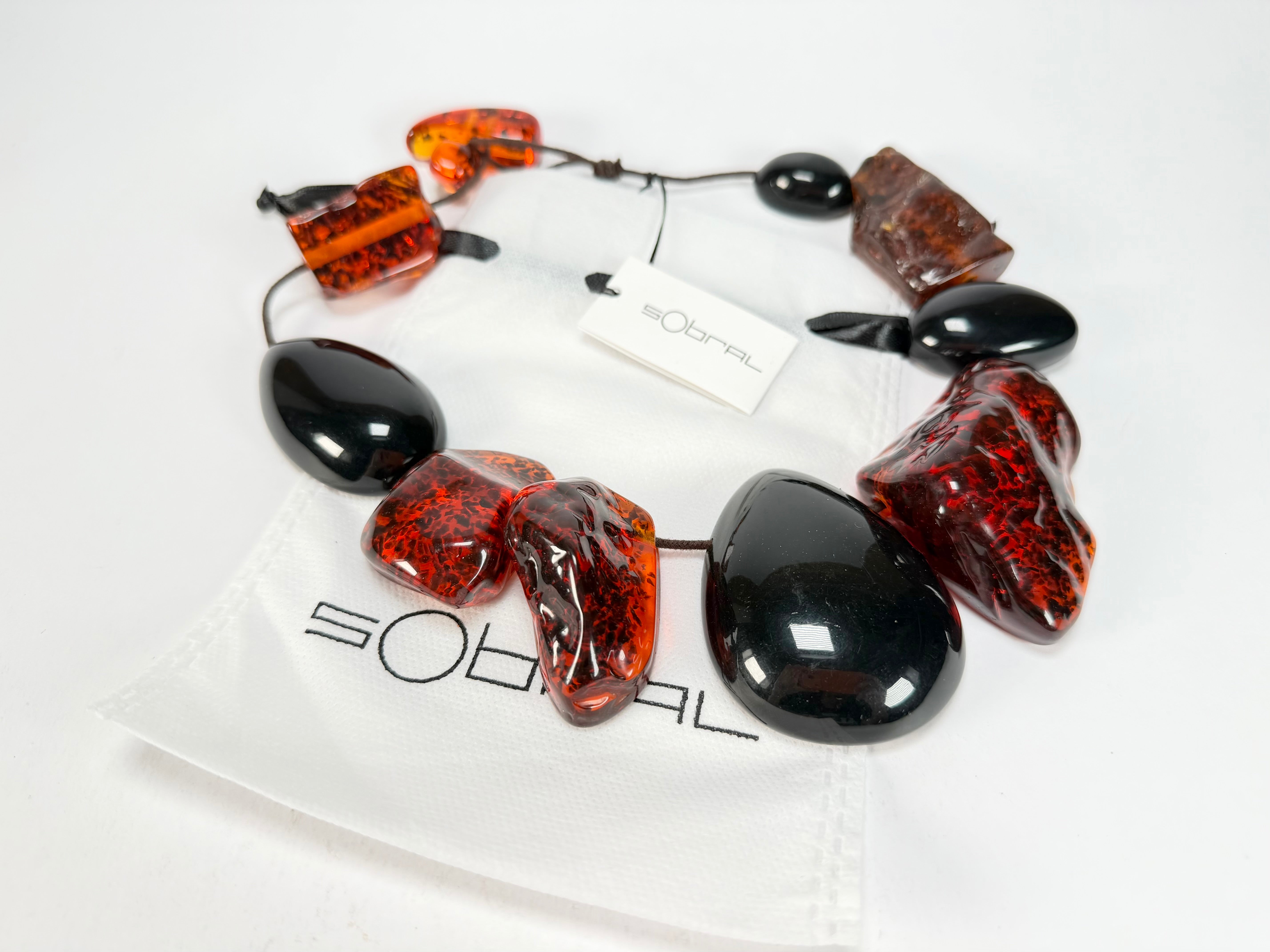 Sobral - Amber & Black "Clave" Studio Creation Resin Necklace ( 000000 )